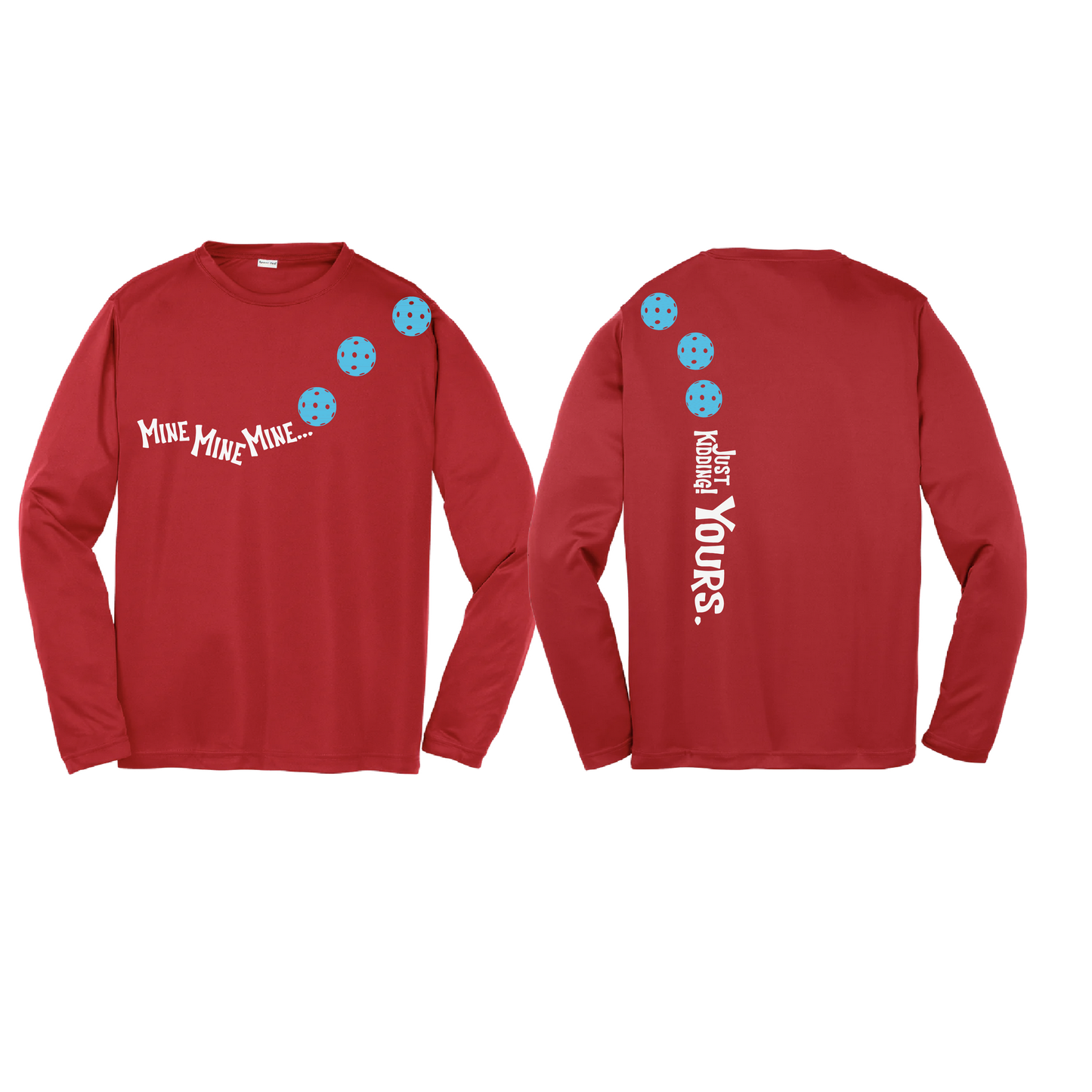 Mine JK Yours (Pickleballs Cyan Green Orange) | Youth Long Sleeve Pickleball Shirts | 100% Polyester