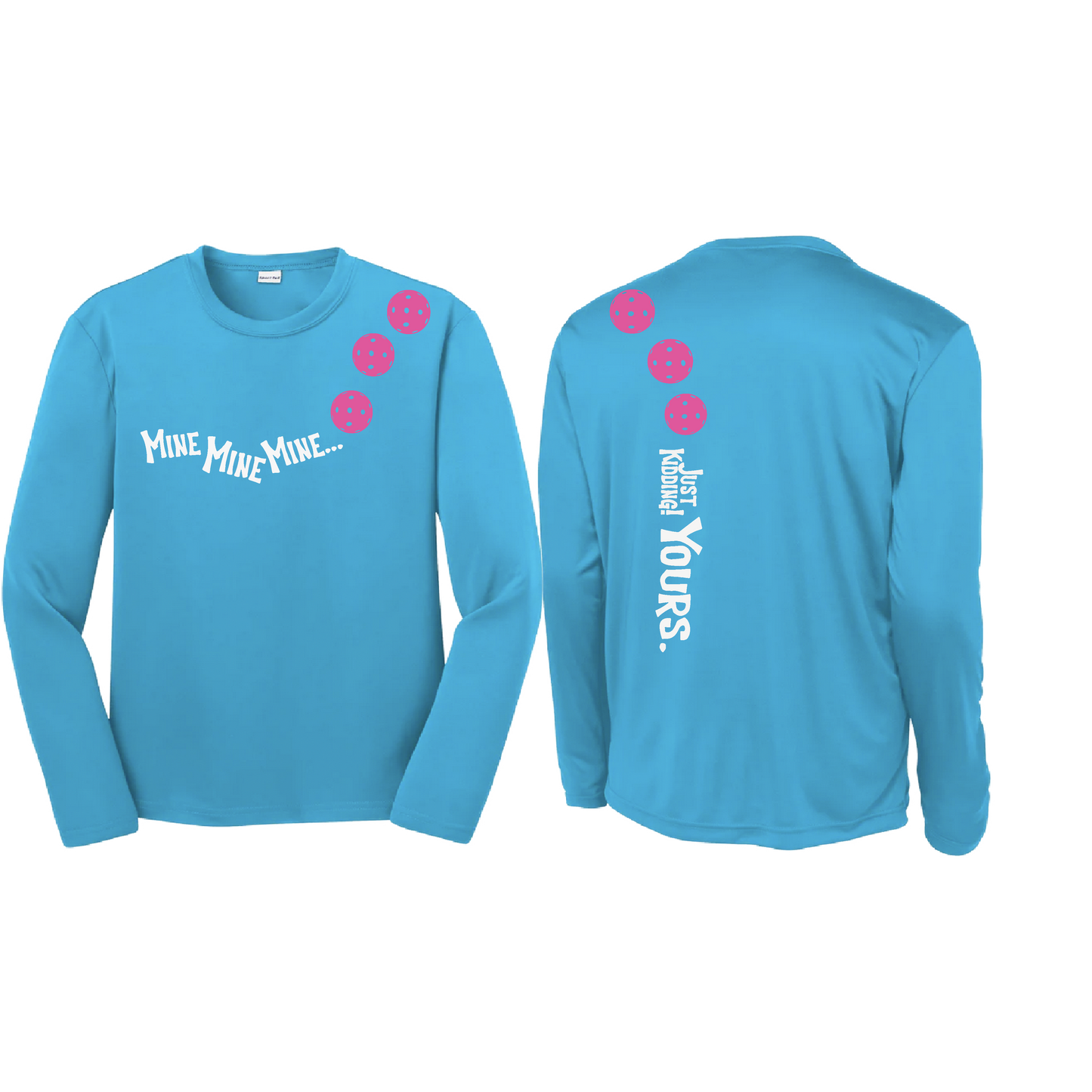 Mine JK Yours (Pickleballs Pink Purple Rainbow) | Youth Long Sleeve Pickleball Shirts | 100% Polyester