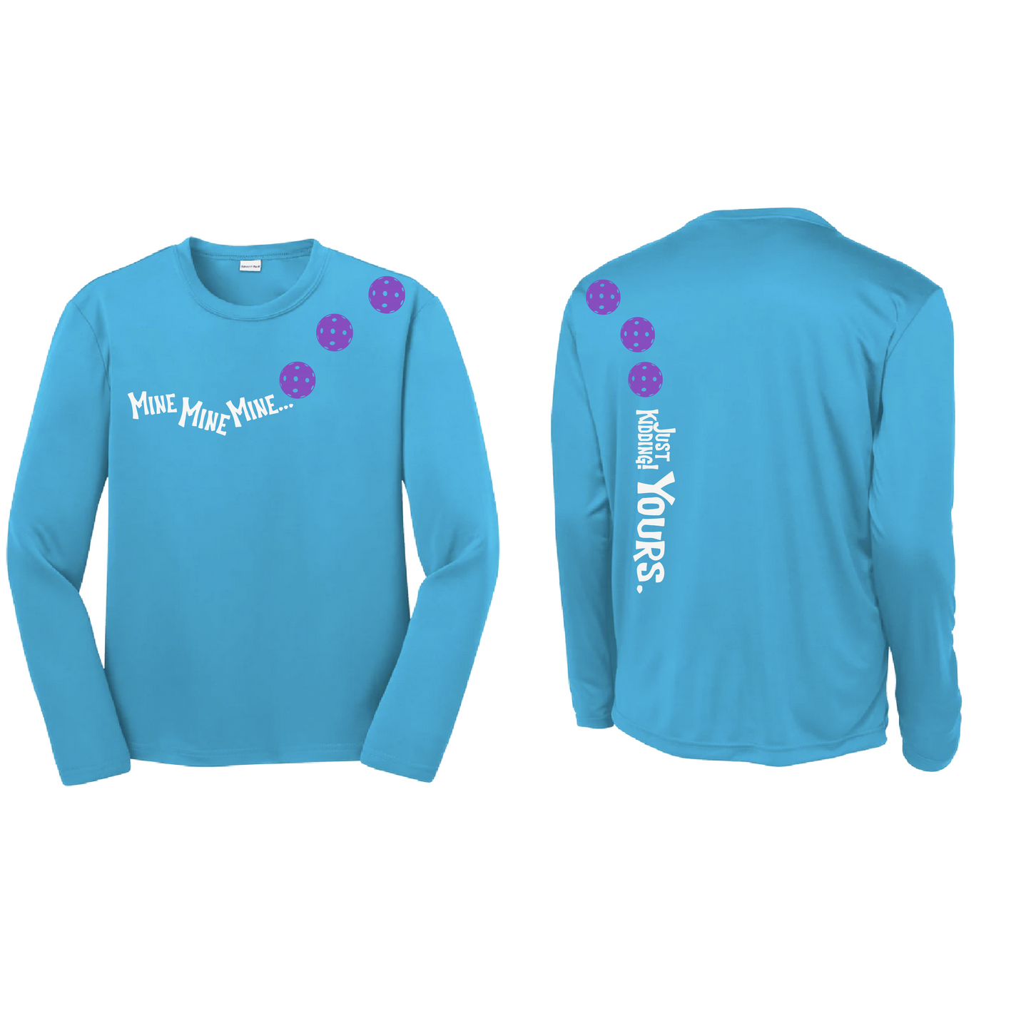 Mine JK Yours (Pickleballs Pink Purple Rainbow) | Youth Long Sleeve Pickleball Shirts | 100% Polyester