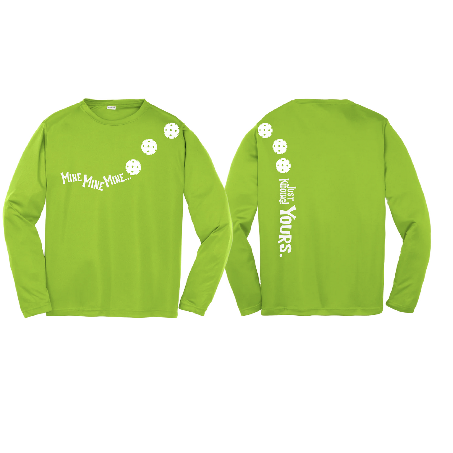 Mine JK Yours (Pickleballs Red White Yellow) | Youth Long Sleeve Pickleball Shirts | 100% Polyester