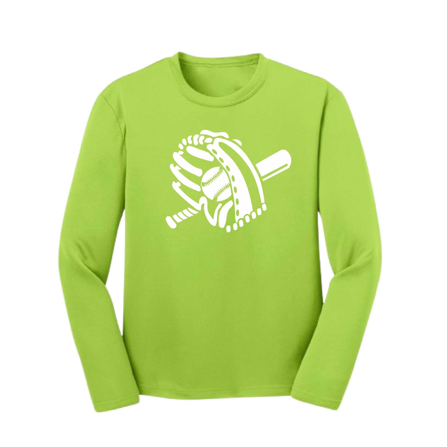 Baseball MItt | Youth Long Sleeve Baseball Performance T-Shirts | 100% Polyester