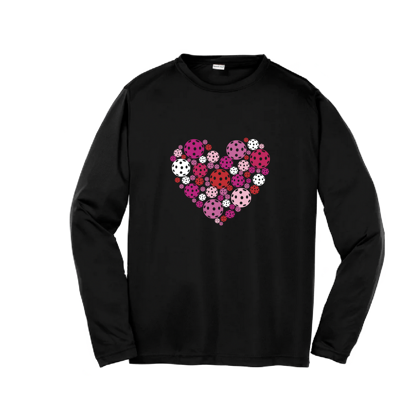 Pickleball Heart | Youth Long Sleeve Athletic Pickleball Shirt | 100% Polyester