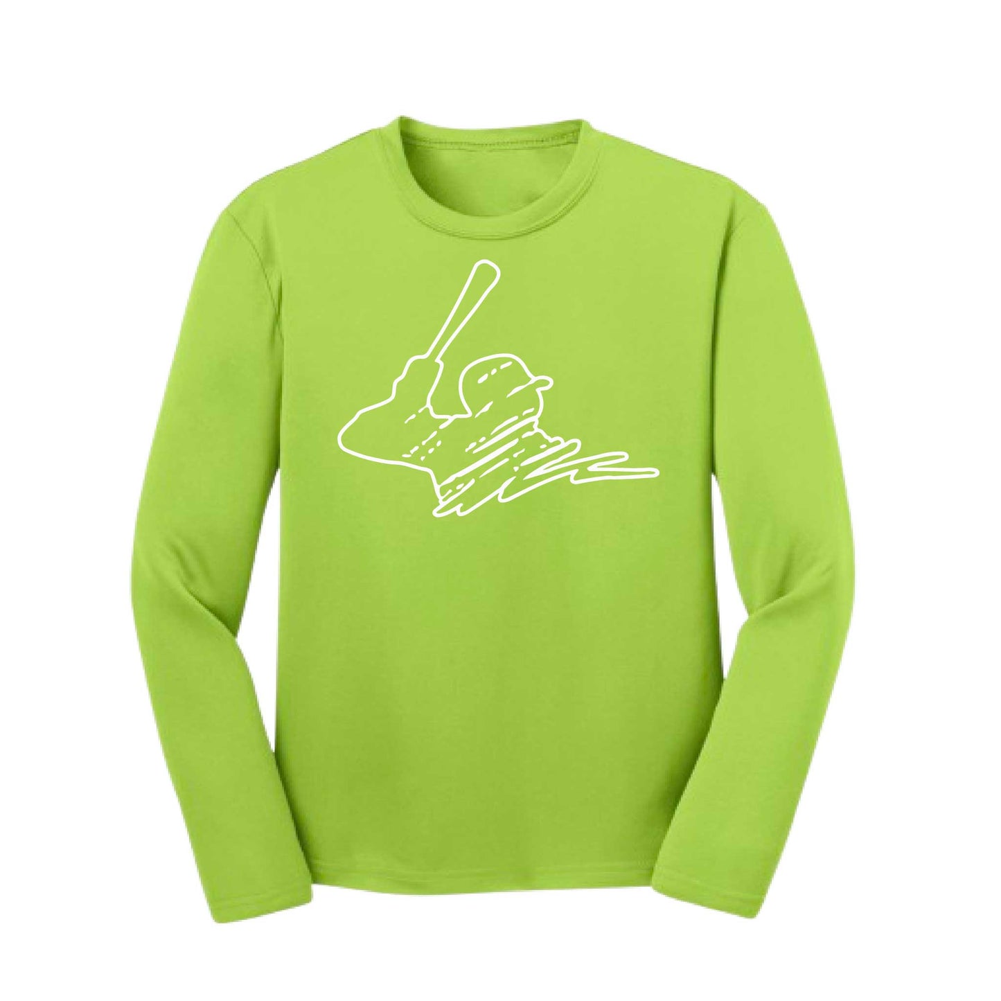 Baseball Player | Youth Long Sleeve Baseball Performance T-Shirts | 100% Polyester