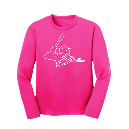 Baseball Player | Youth Long Sleeve Baseball Performance T-Shirts | 100% Polyester