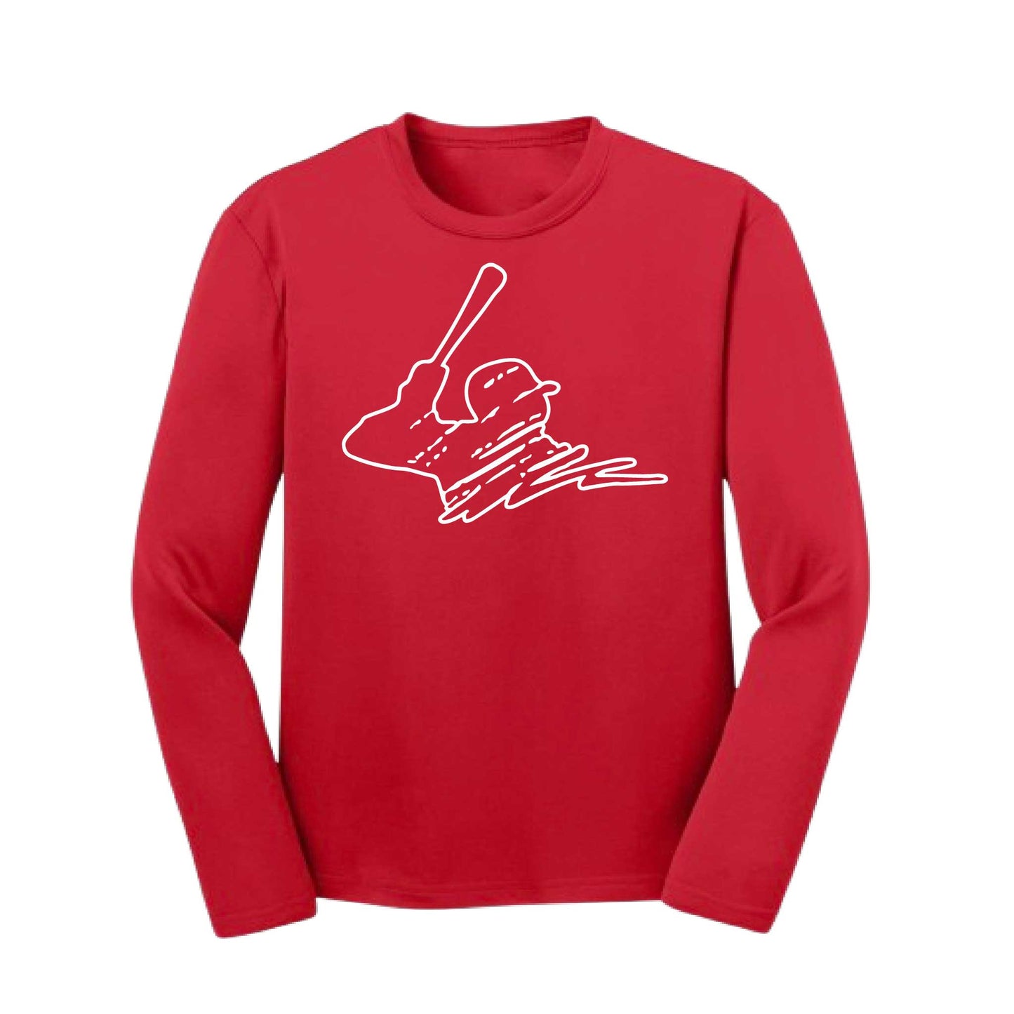 Baseball Player | Youth Long Sleeve Baseball Performance T-Shirts | 100% Polyester