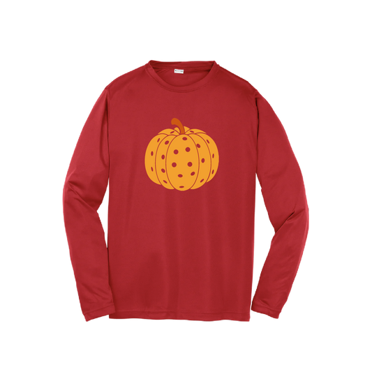 Pumpkin Pickleball | Youth Long Sleeve Pickleball Shirts | 100% Polyester