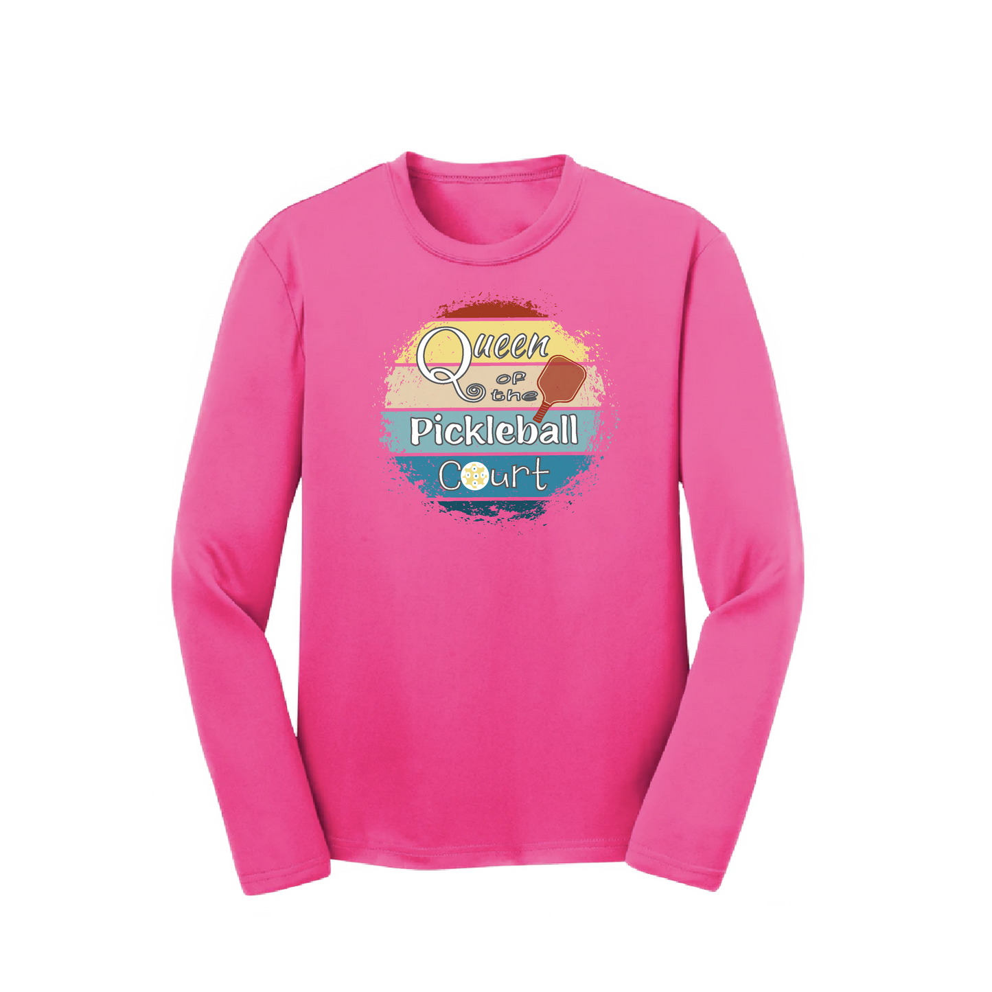 Queen of the Pickleball Court | Youth Long Sleeve Pickleball Shirts | 100% Polyester