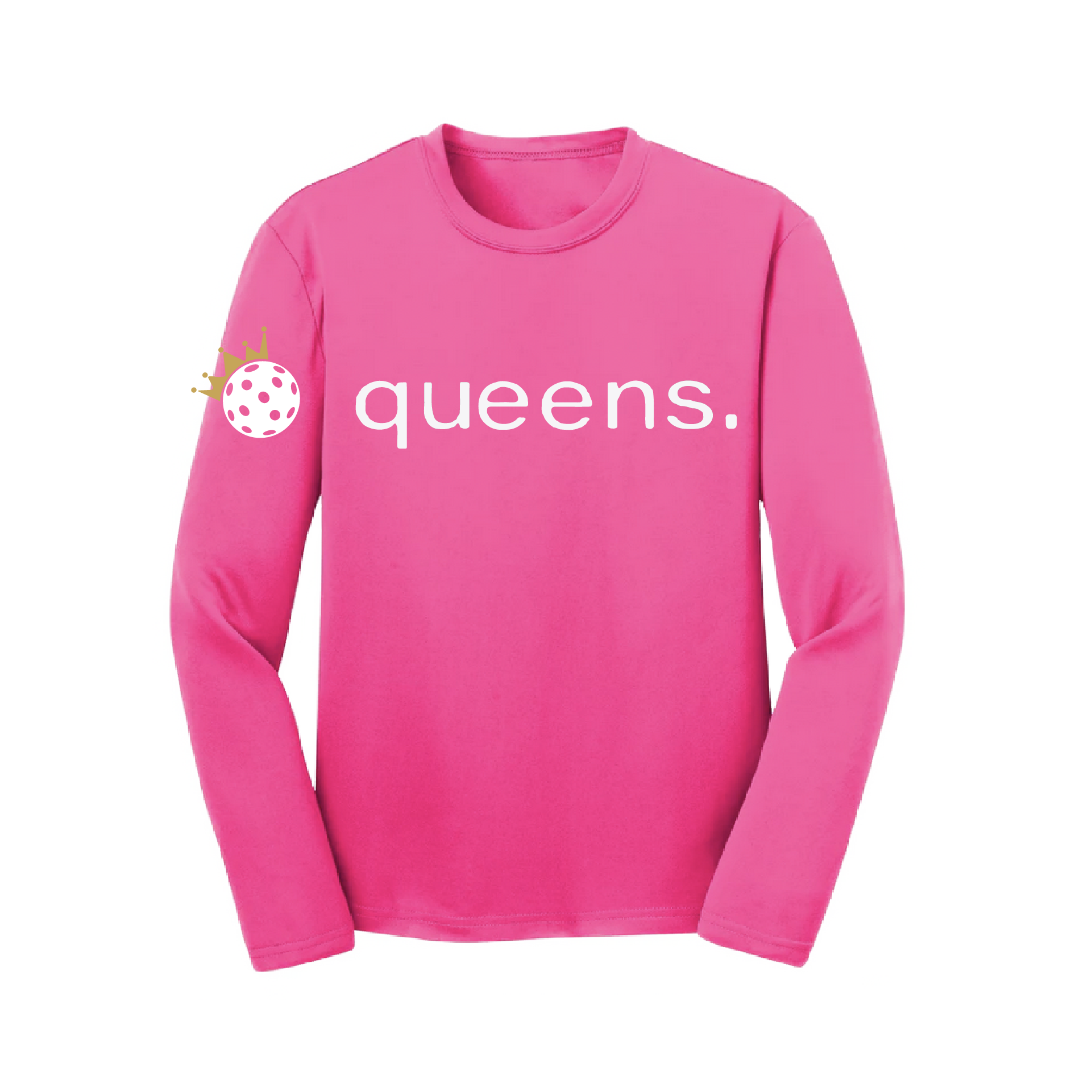 Our Pickleball Queen and Crown Youth Long Sleeve Shirts are designed for all athletic activities. Lightweight and breathable, our shirts feature PosiCharge technology that locks in color and prevents logo fading. Comfortably designed, each shirt also features a removable tag and set-in sleeves. Our shirts are designed with the athlete in mind, providing a full range of motion and maximum breathability. 