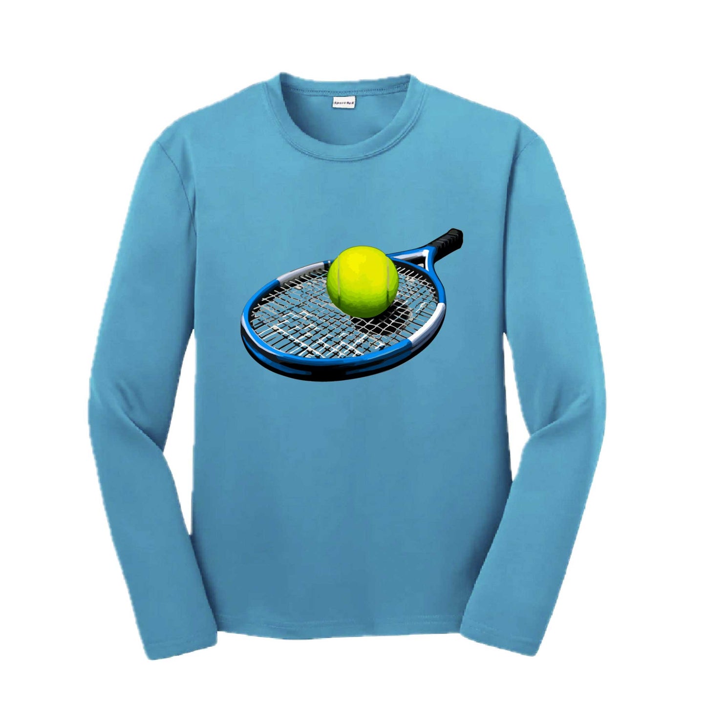 Tennis Racquet and Ball | Youth Long Sleeve Tennis Performance T-Shirts | 100% Polyester