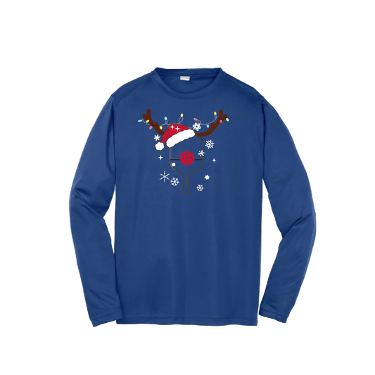 Reindeer Paddle | Youth Long Sleeve Pickleball Shirts | 100% Polyester