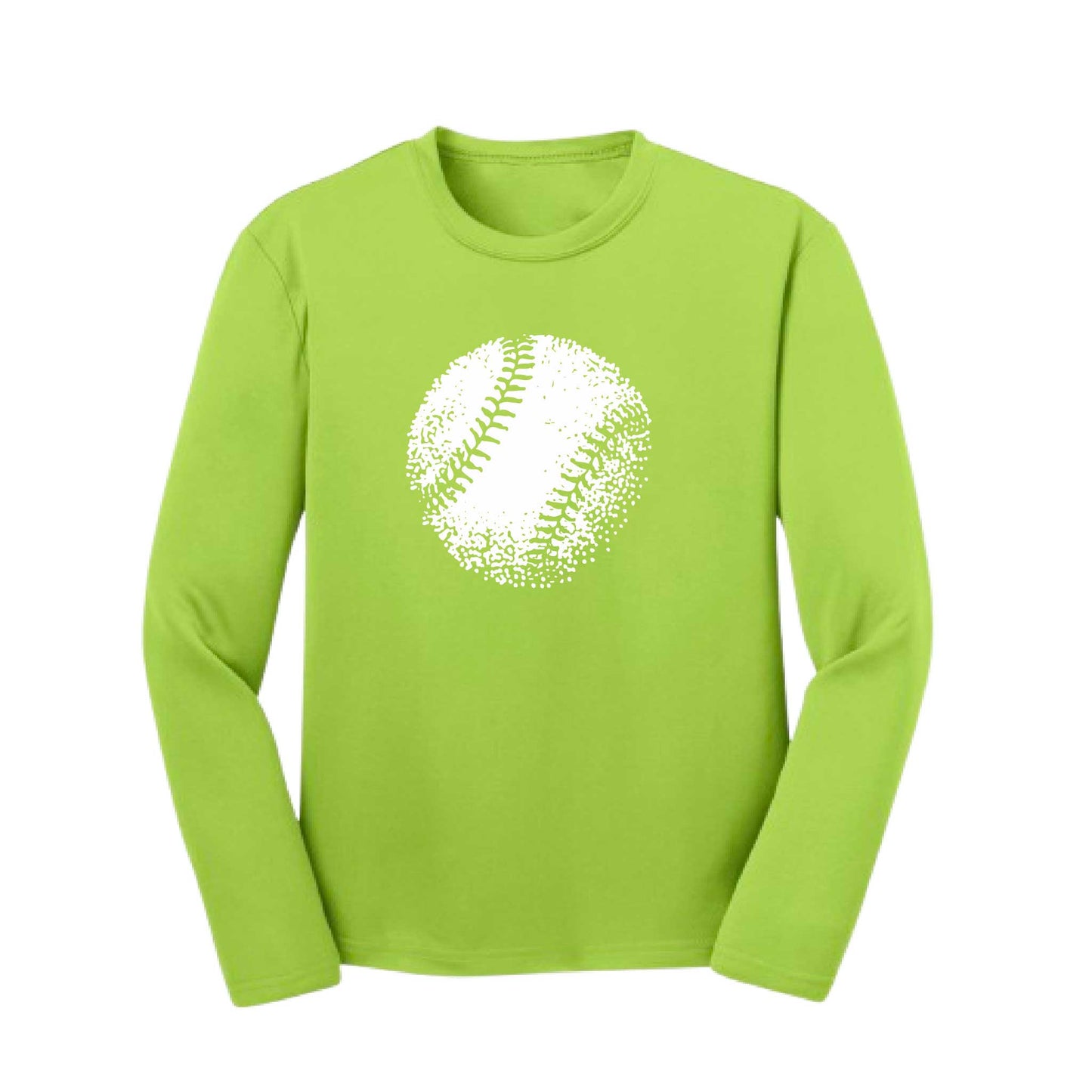 Retro Baseball | Youth Long Sleeve Baseball Performance T-Shirts | 100% Polyester