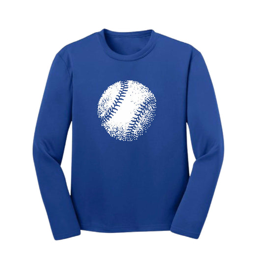 Retro Baseball | Youth Long Sleeve Baseball Performance T-Shirts | 100% Polyester