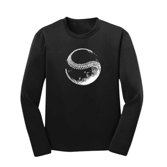 Retro Curveball | Youth Long Sleeve Baseball Performance T-Shirts | 100% Polyester