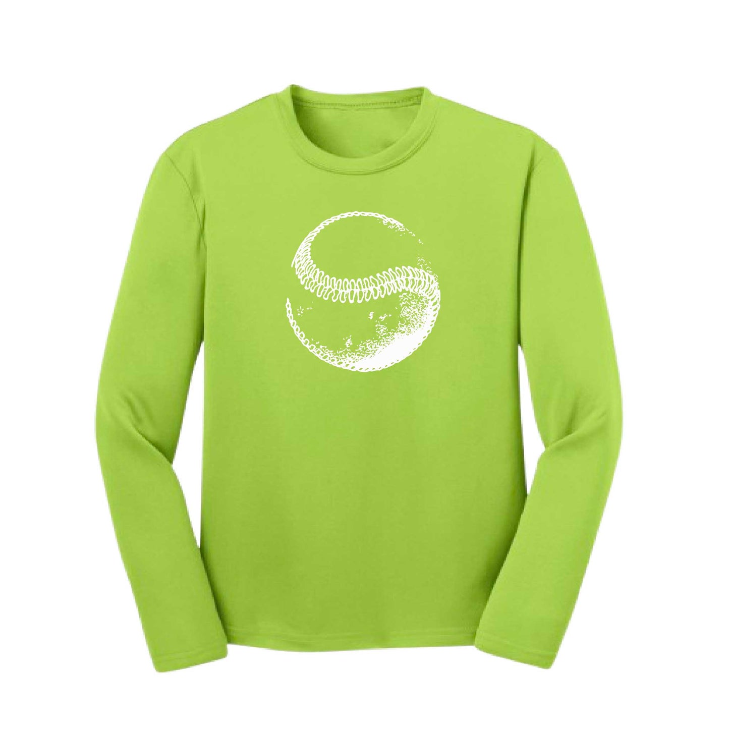 Retro Curveball | Youth Long Sleeve Baseball Performance T-Shirts | 100% Polyester