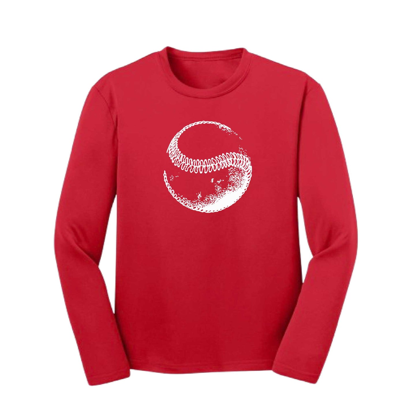 Retro Curveball | Youth Long Sleeve Baseball Performance T-Shirts | 100% Polyester