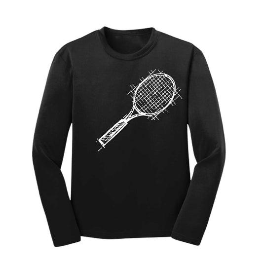 Retro Tennnis | Youth Long Sleeve Tennis Performance T-Shirts | 100% Polyester
