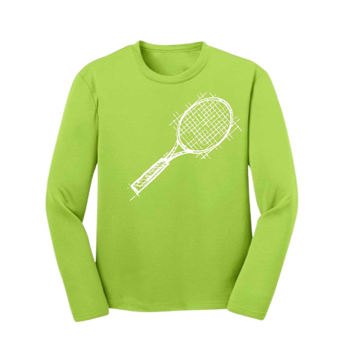 Retro Tennnis | Youth Long Sleeve Tennis Performance T-Shirts | 100% Polyester