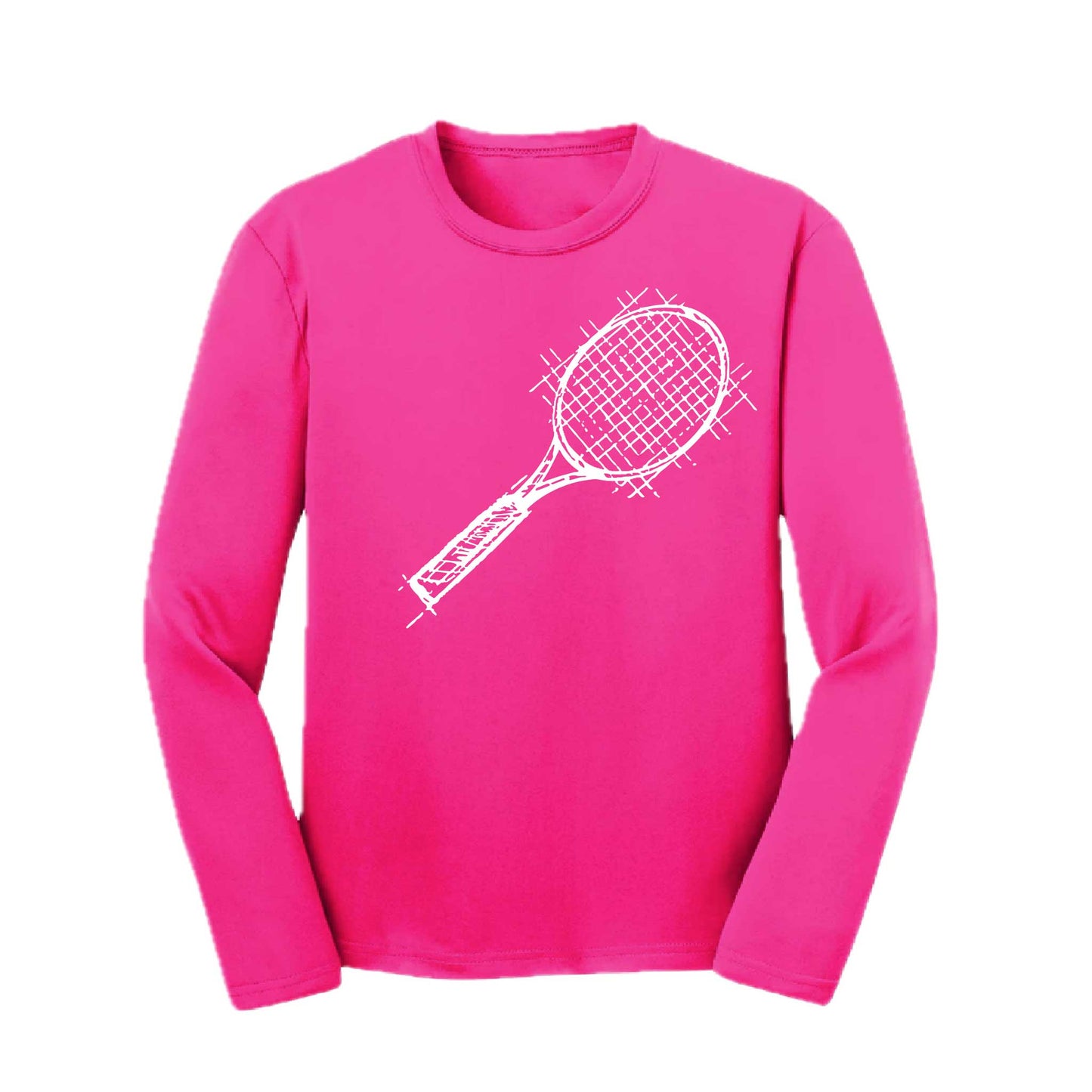Retro Tennnis | Youth Long Sleeve Tennis Performance T-Shirts | 100% Polyester
