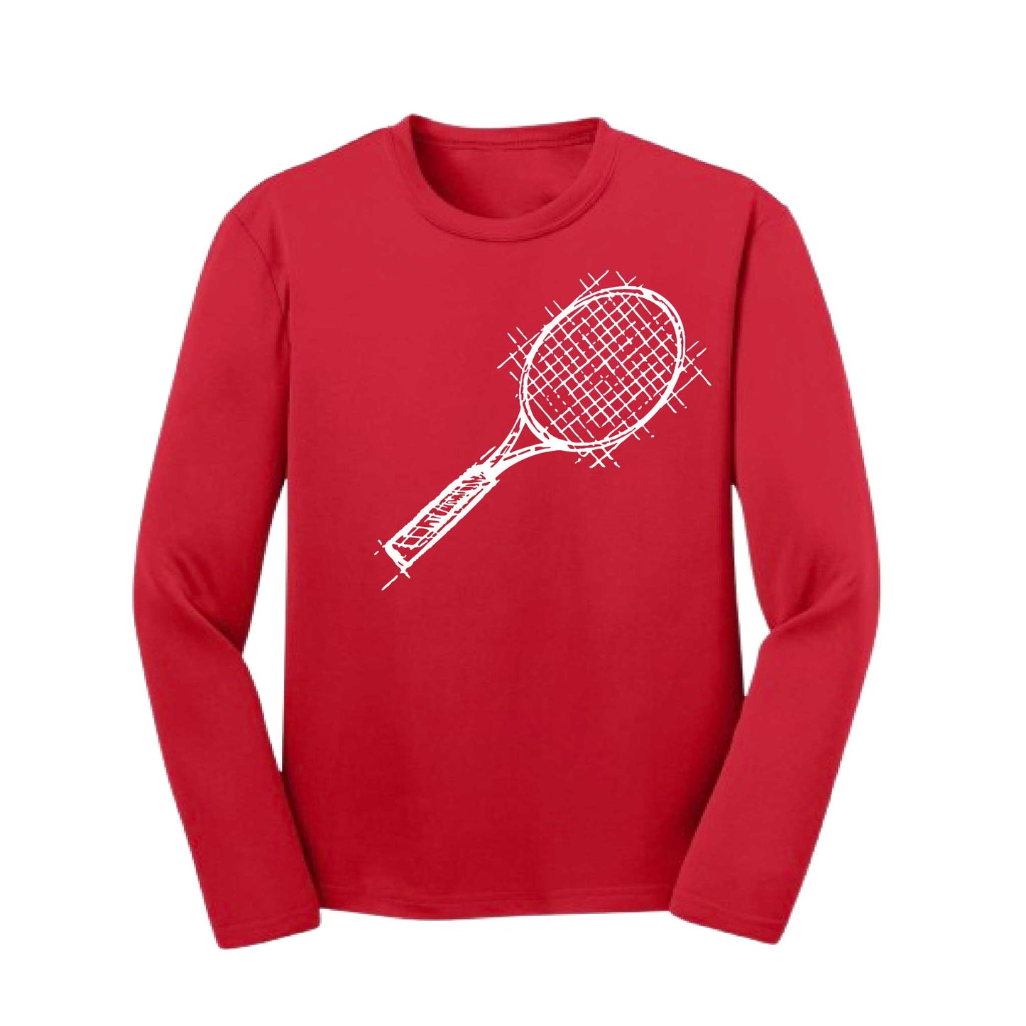 Retro Tennnis | Youth Long Sleeve Tennis Performance T-Shirts | 100% Polyester