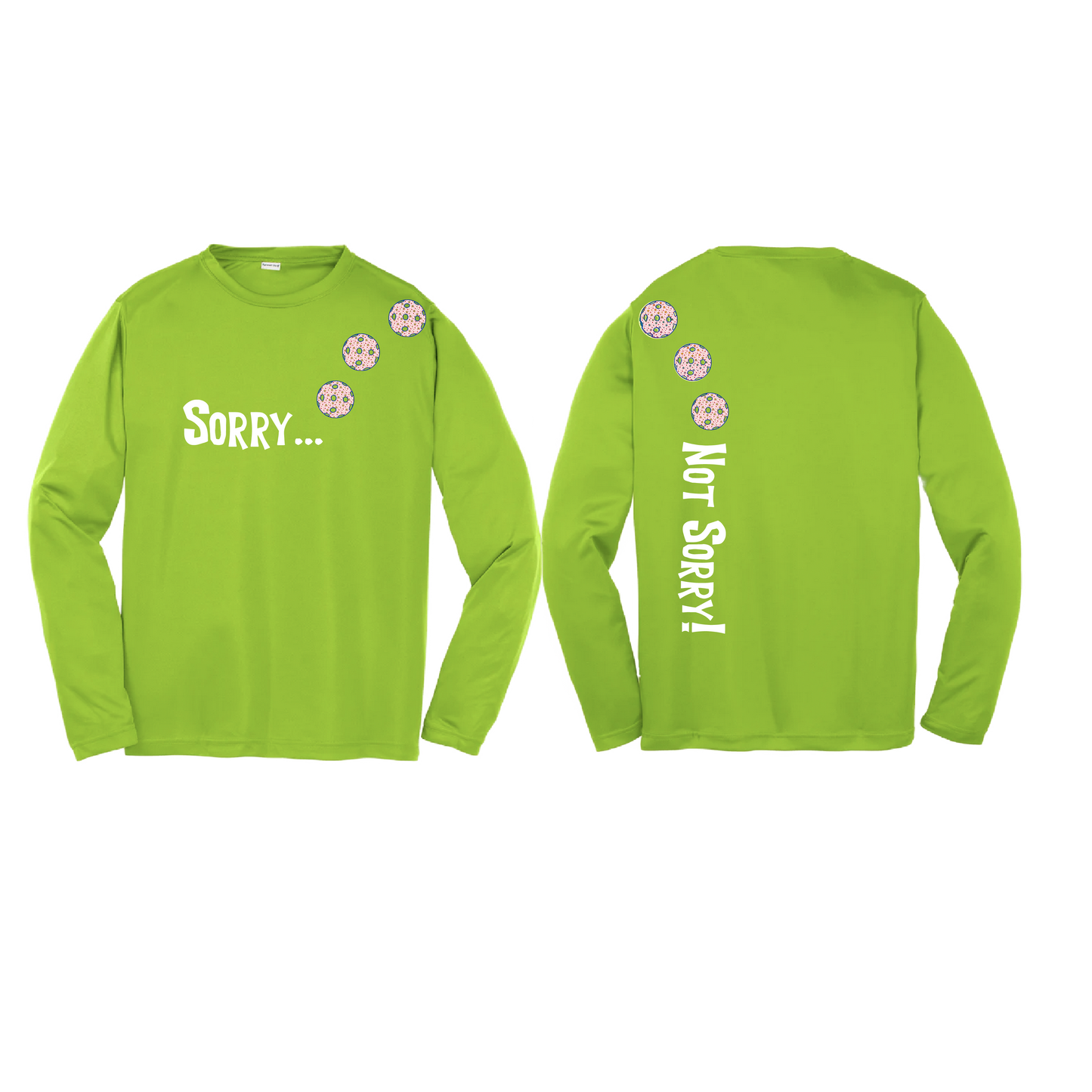 Sorry Not Sorry (Pickleballs With Stars) | Youth Long Sleeve Pickleball Shirts | 100% Polyester