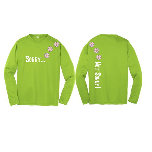 Sorry Not Sorry (Pickleballs With Stars) | Youth Long Sleeve Pickleball Shirts | 100% Polyester