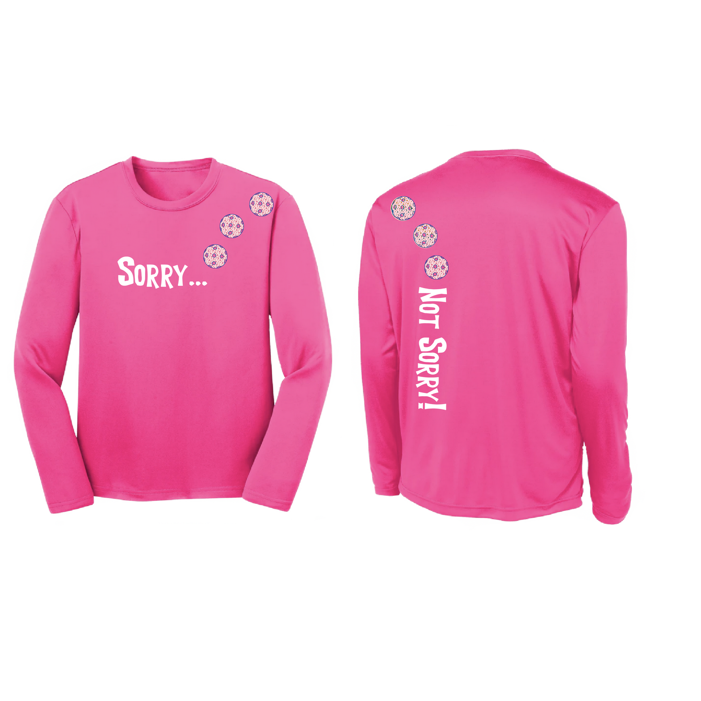 Sorry Not Sorry (Patriotic Star Pickleball) | Youth Long Sleeve Athletic Pickleball Shirt | 100% Polyester