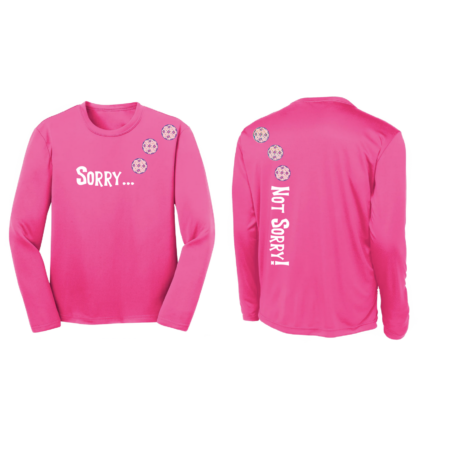 Sorry Not Sorry (Pickleball color Patriotic Stars) Customizable | Youth Long Sleeve Pickleball Shirts | 100% Polyester