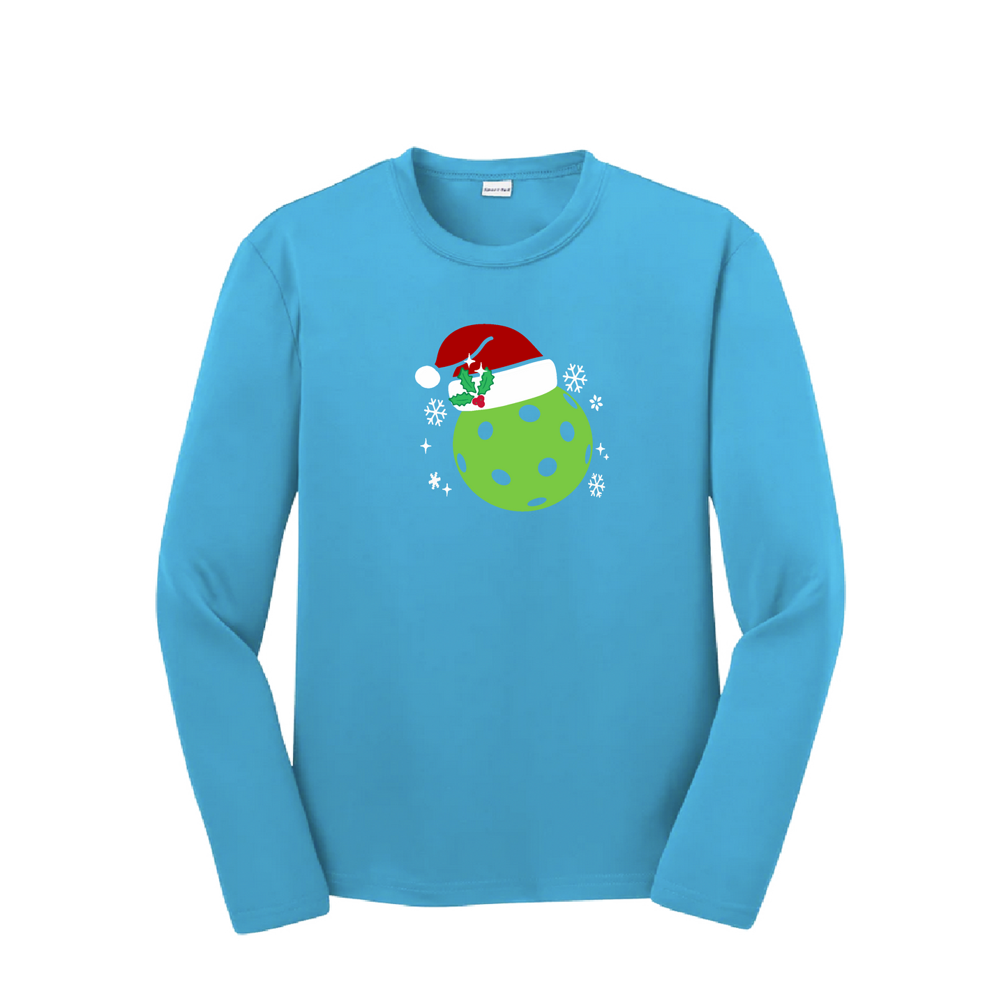 Santa Hat | Youth Long Sleeve Pickleball Shirts | 100% Polyester