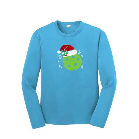 Santa Hat | Youth Long Sleeve Pickleball Shirts | 100% Polyester