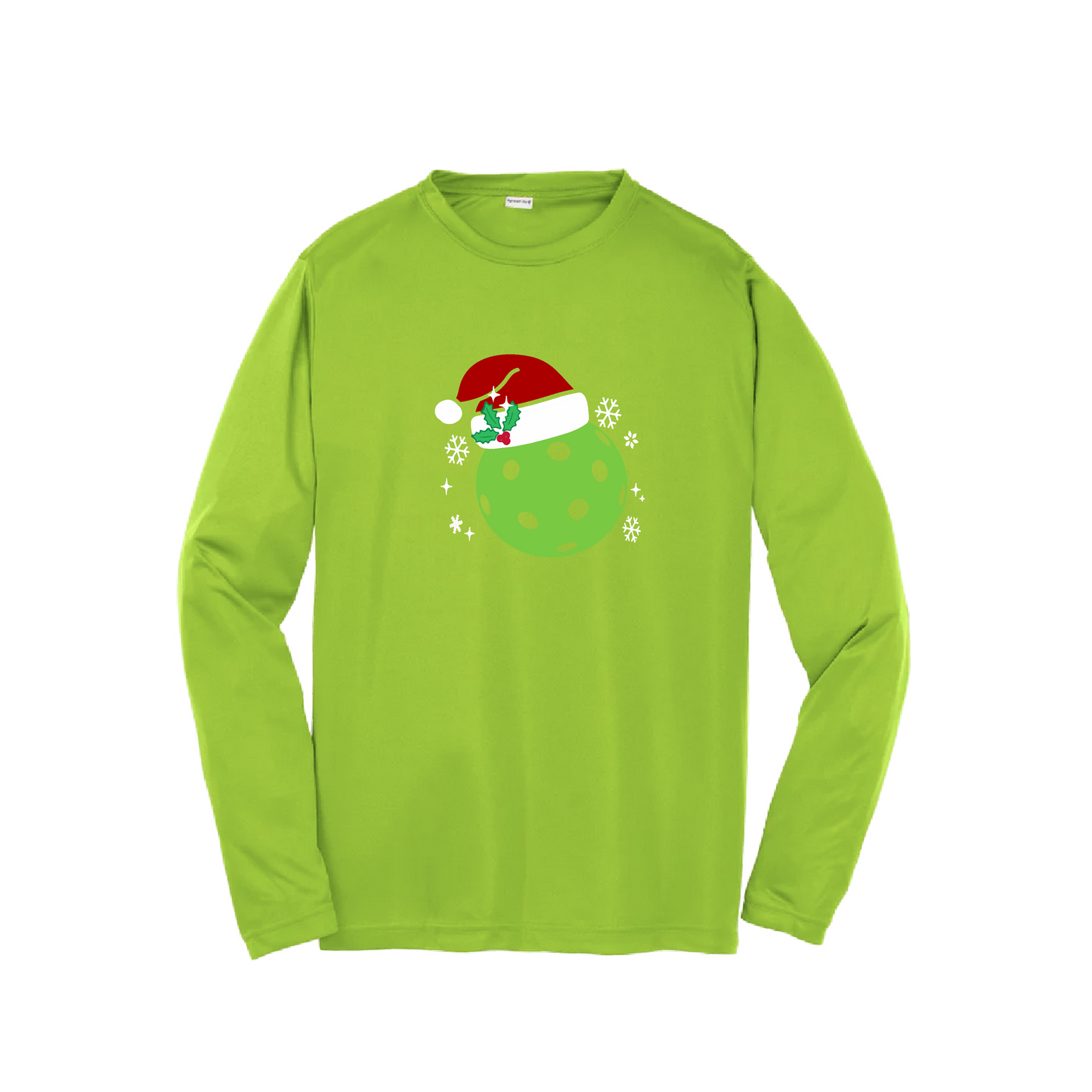 Santa Hat | Youth Long Sleeve Pickleball Shirts | 100% Polyester