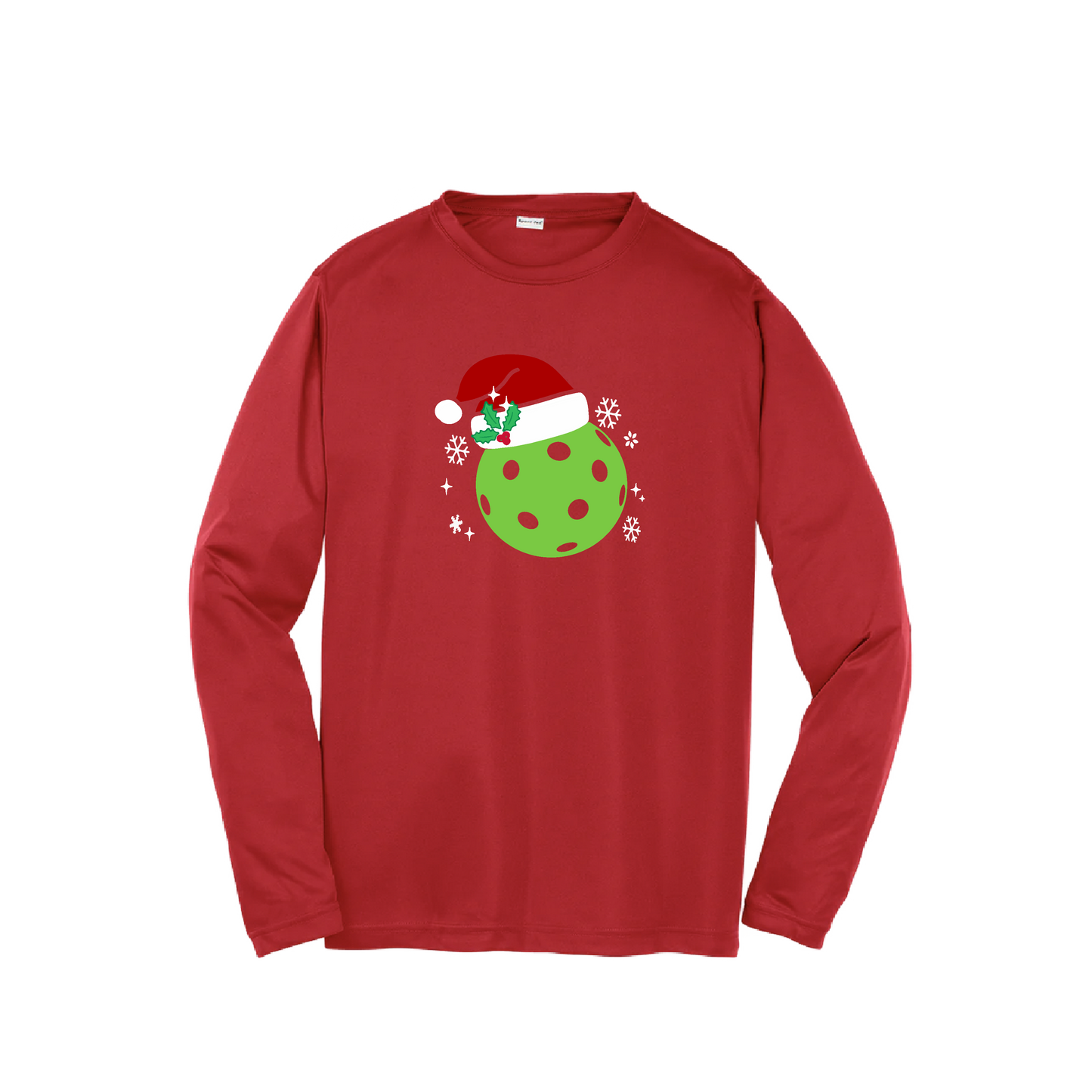 Santa Hat | Youth Long Sleeve Pickleball Shirts | 100% Polyester