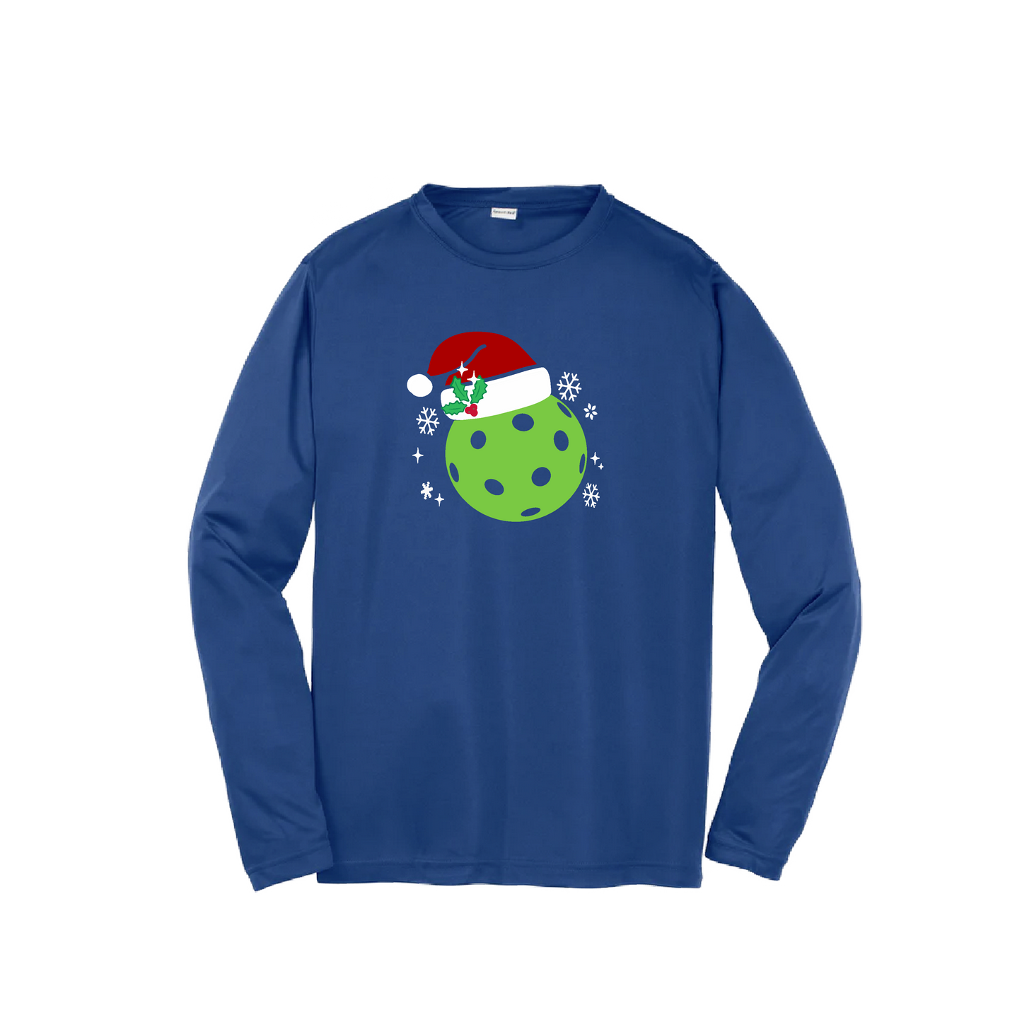 Santa Hat | Youth Long Sleeve Pickleball Shirts | 100% Polyester