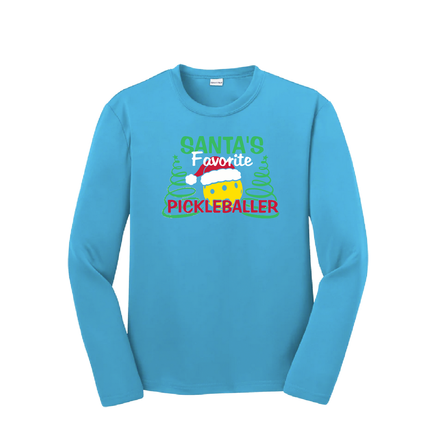 Santa's Favorite Pickleballer | Youth Long Sleeve Pickleball Shirts | 100% Polyester