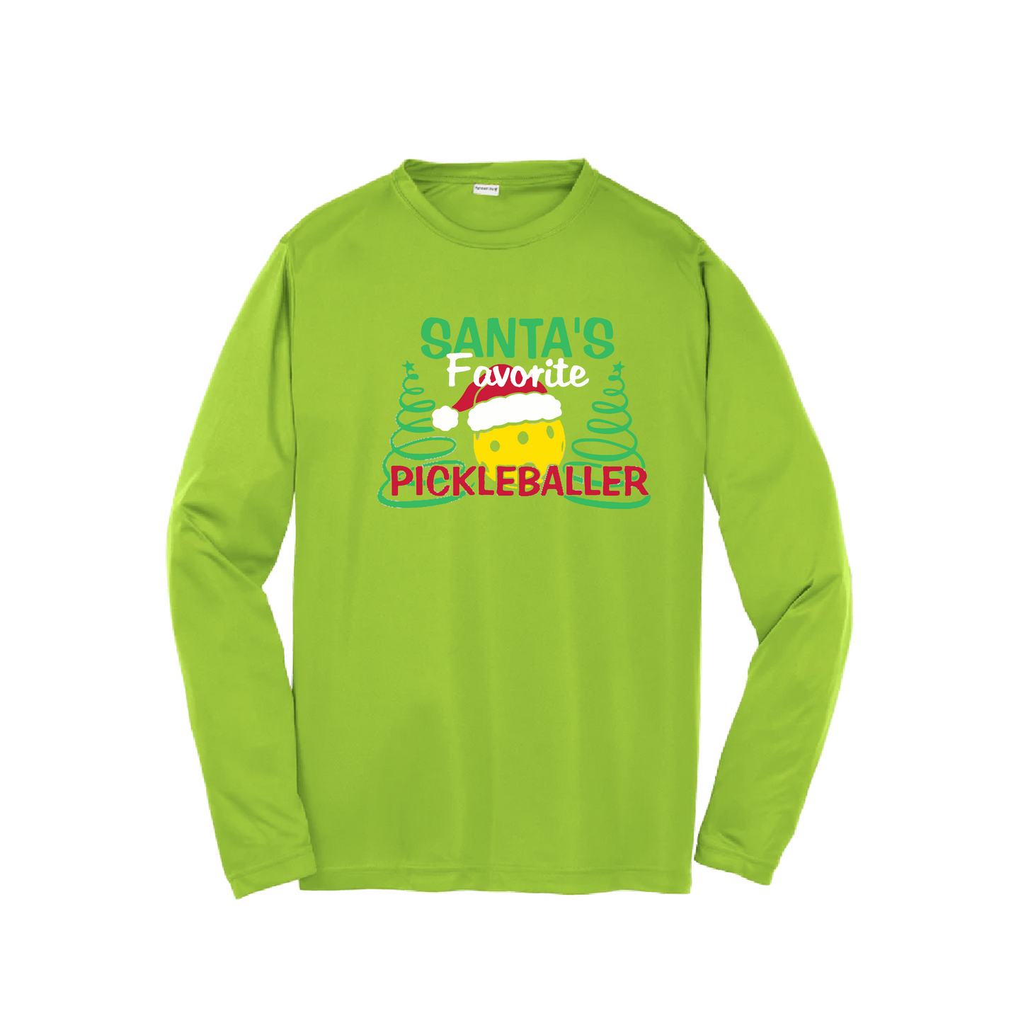 Santa's Favorite Pickleballer | Youth Long Sleeve Pickleball Shirts | 100% Polyester