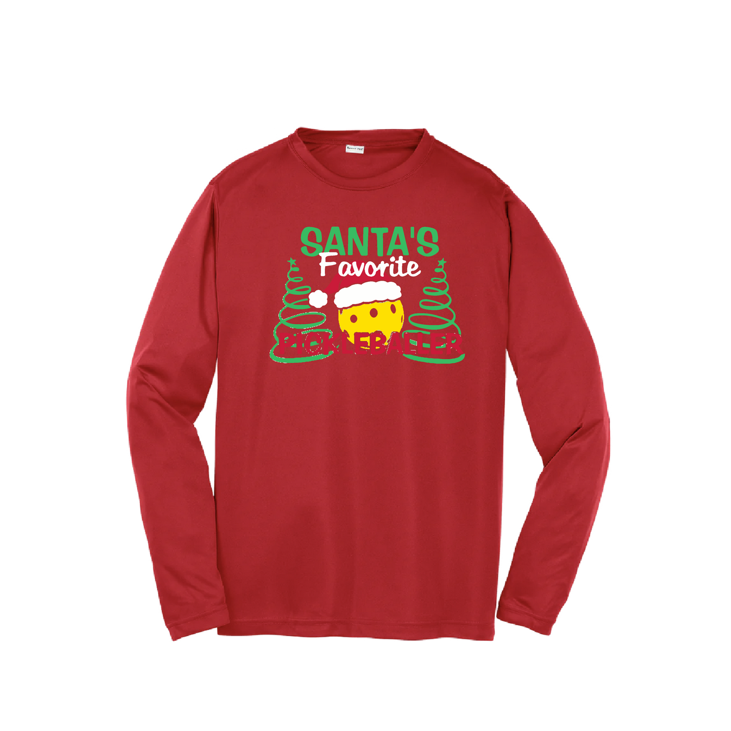 Santa's Favorite Pickleballer | Youth Long Sleeve Pickleball Shirts | 100% Polyester