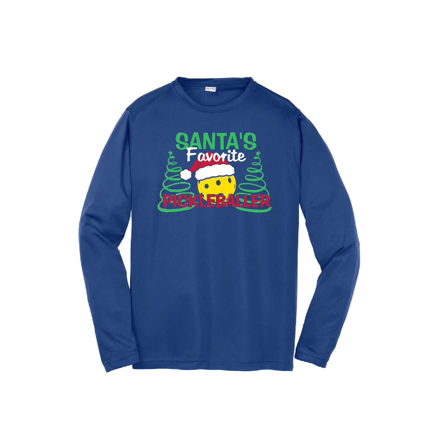 Santa's Favorite Pickleballer | Youth Long Sleeve Pickleball Shirts | 100% Polyester