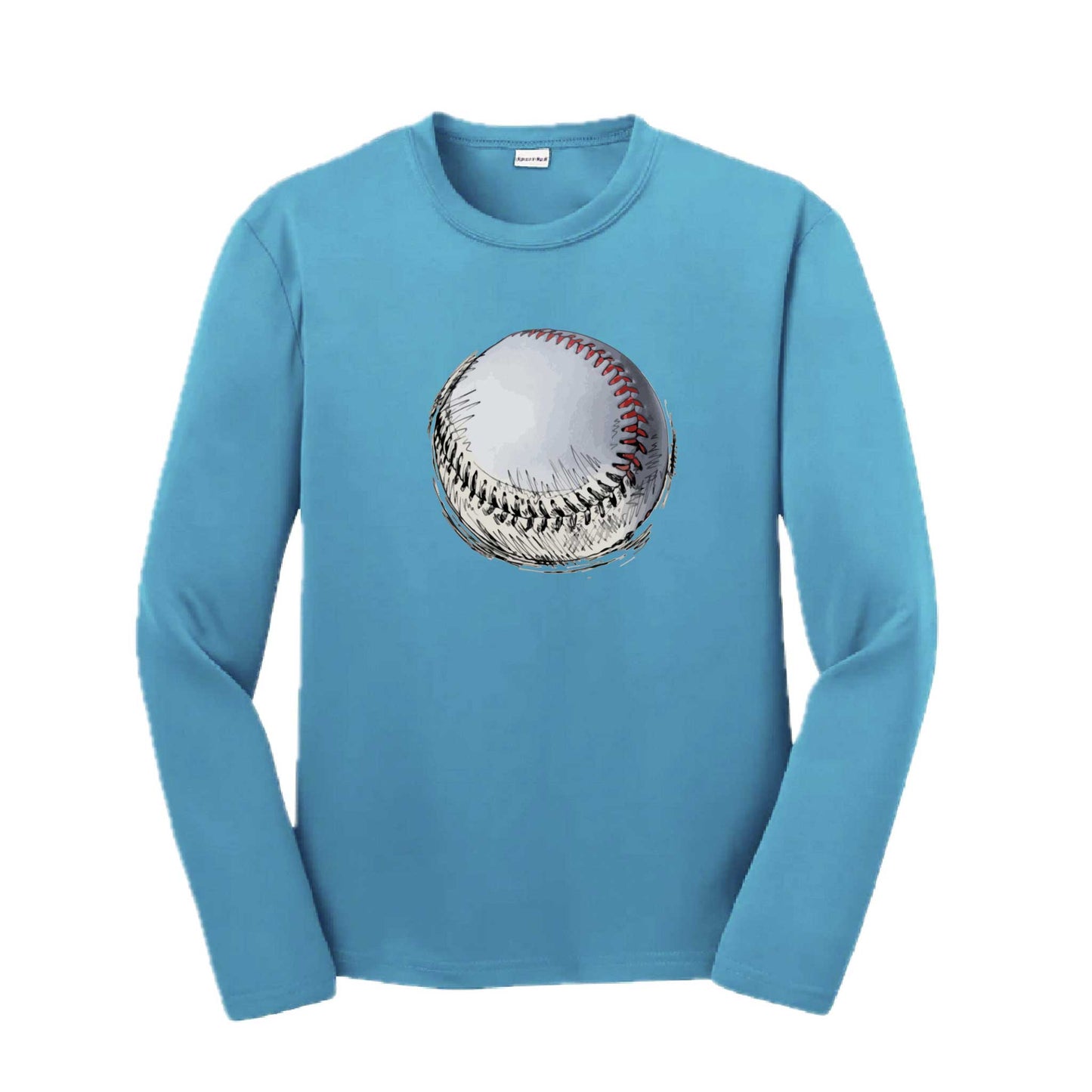 Baseball Sketched | Youth Long Sleeve Baseball Performance T-Shirts | 100% Polyester