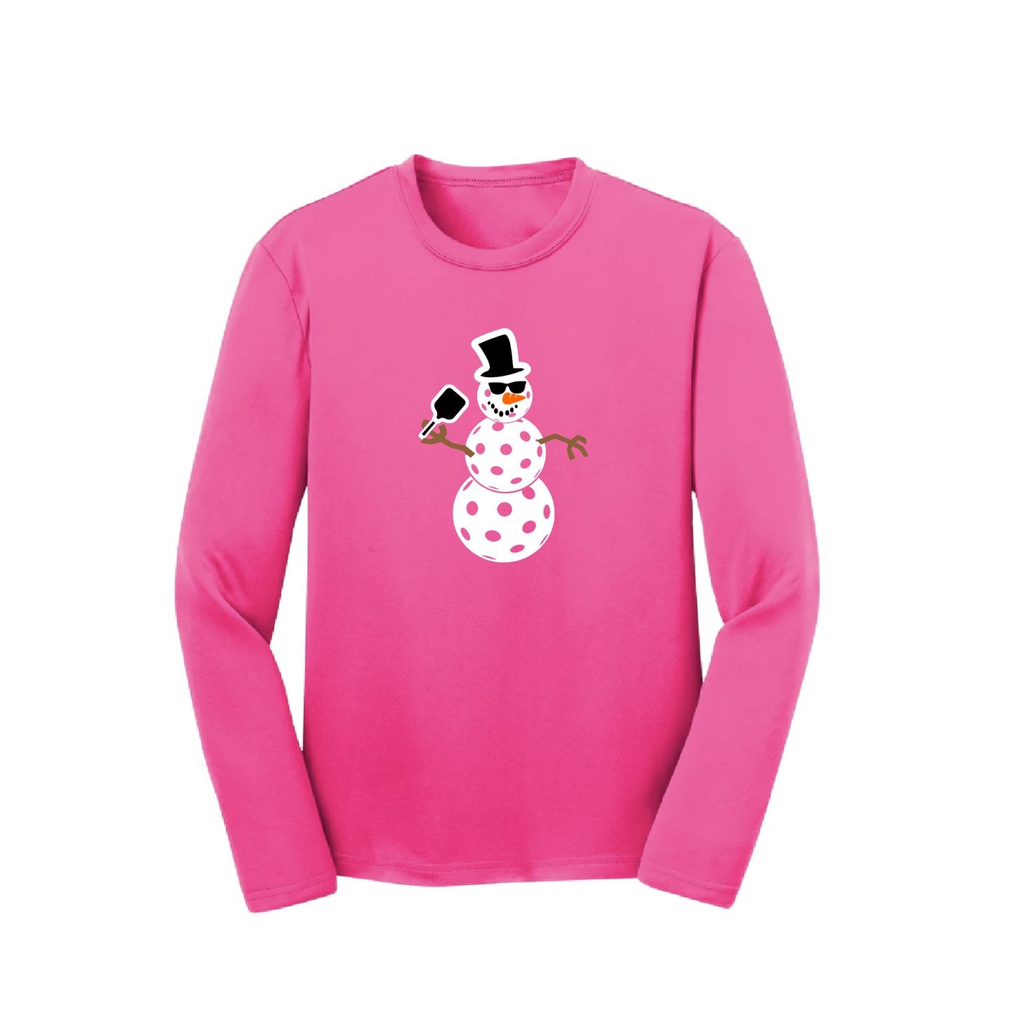 Snowman | Youth Long Sleeve Pickleball Shirts | 100% Polyester