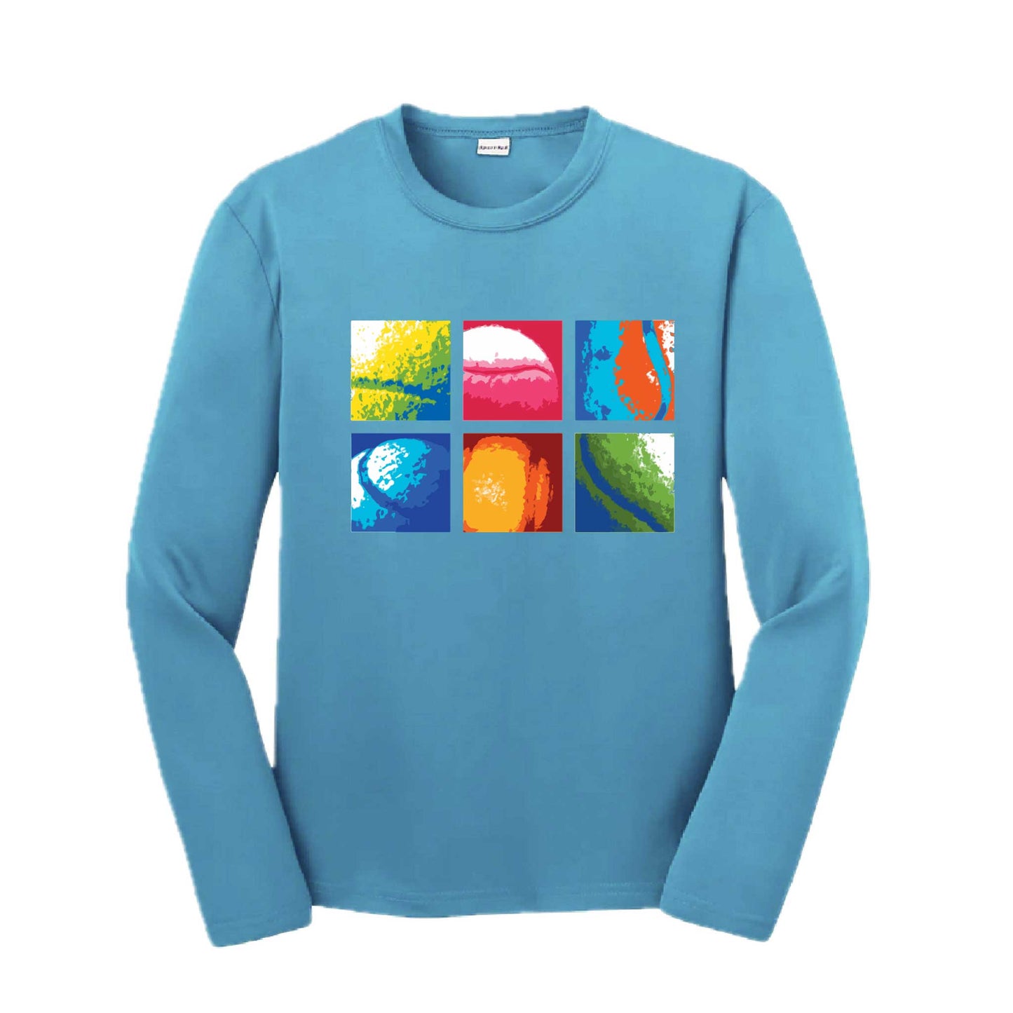Tennis Squares | Youth Long Sleeve Tennis Performance T-Shirts | 100% Polyester