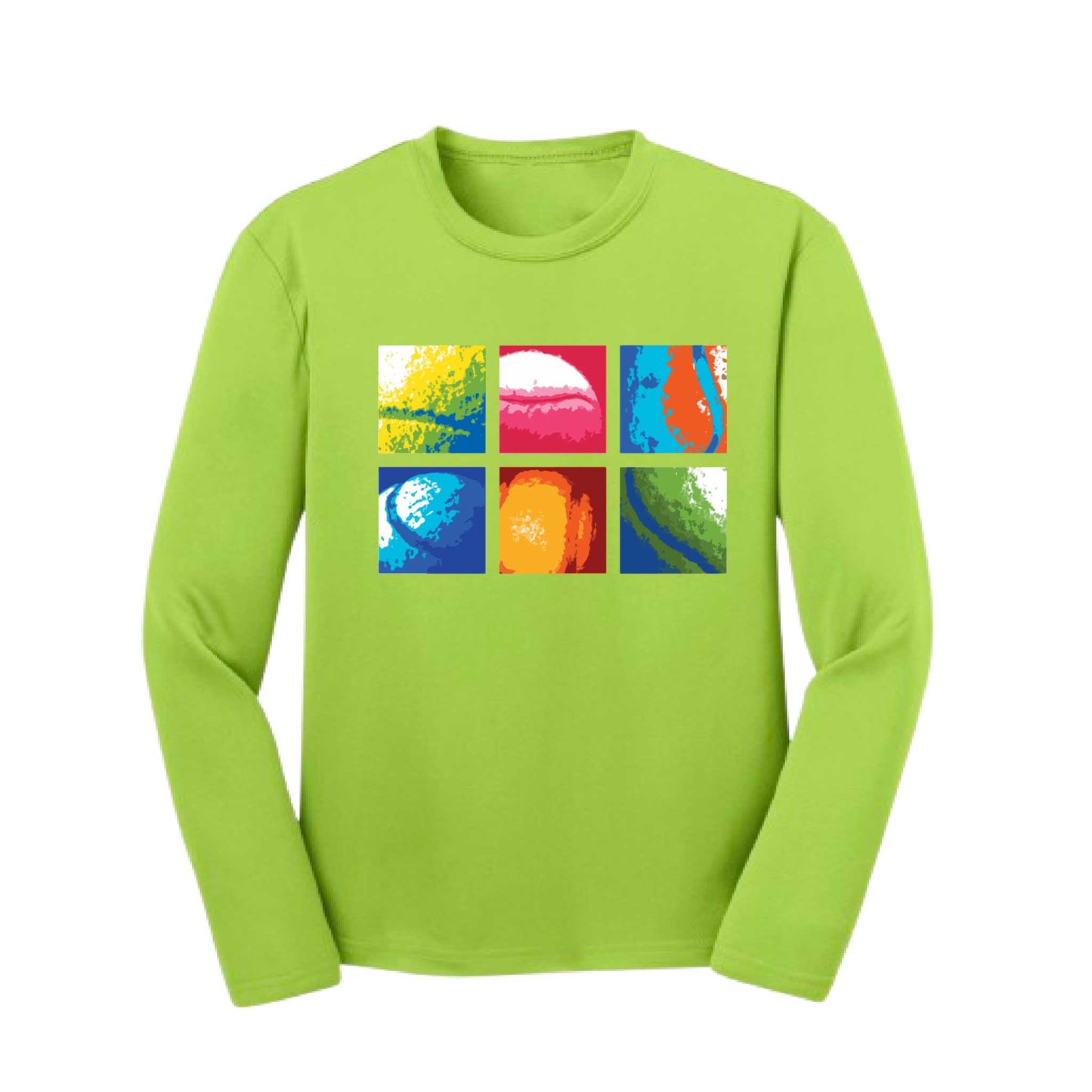 Tennis Squares | Youth Long Sleeve Tennis Performance T-Shirts | 100% Polyester