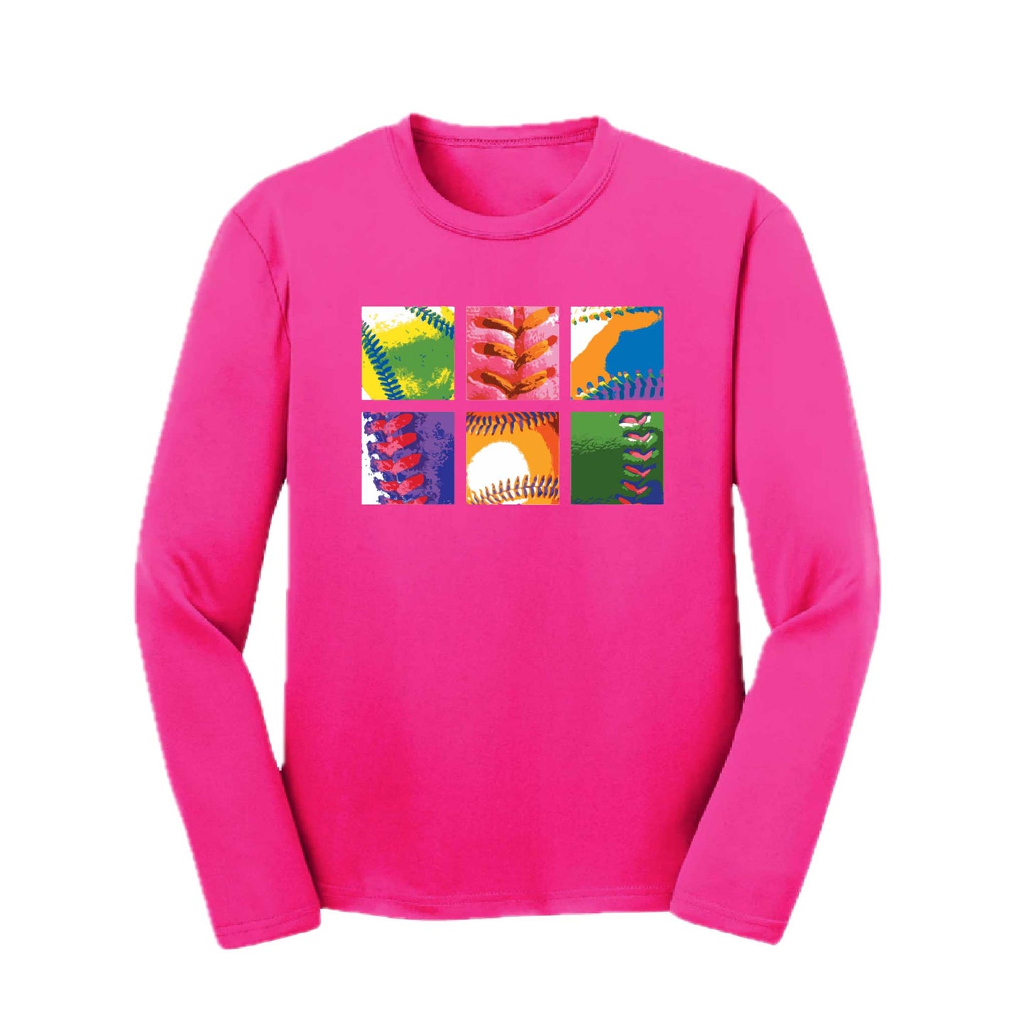 Baseball Squares | Youth Long Sleeve Baseball Performance T-Shirts | 100% Polyester