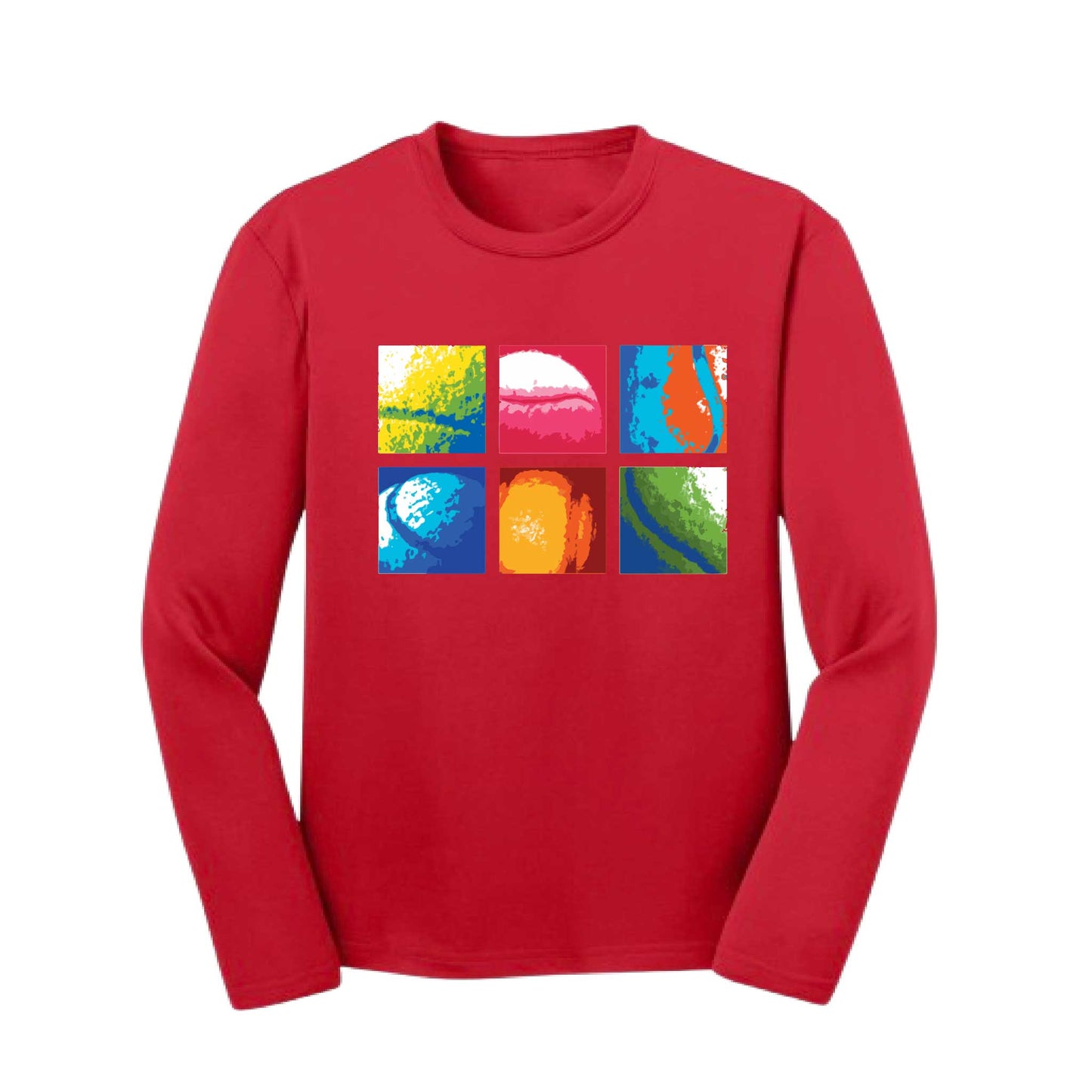 Tennis Squares | Youth Long Sleeve Tennis Performance T-Shirts | 100% Polyester