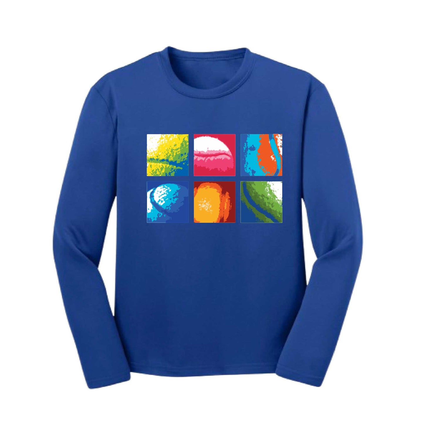 Tennis Squares | Youth Long Sleeve Tennis Performance T-Shirts | 100% Polyester