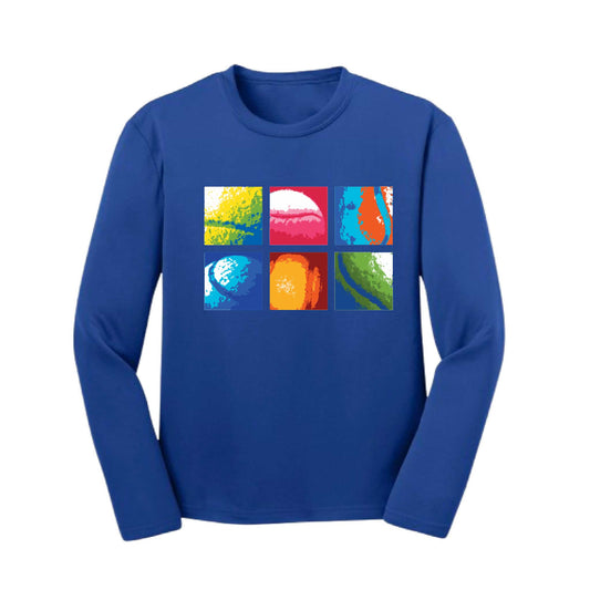 Tennis Squares | Youth Long Sleeve Tennis Performance T-Shirts | 100% Polyester