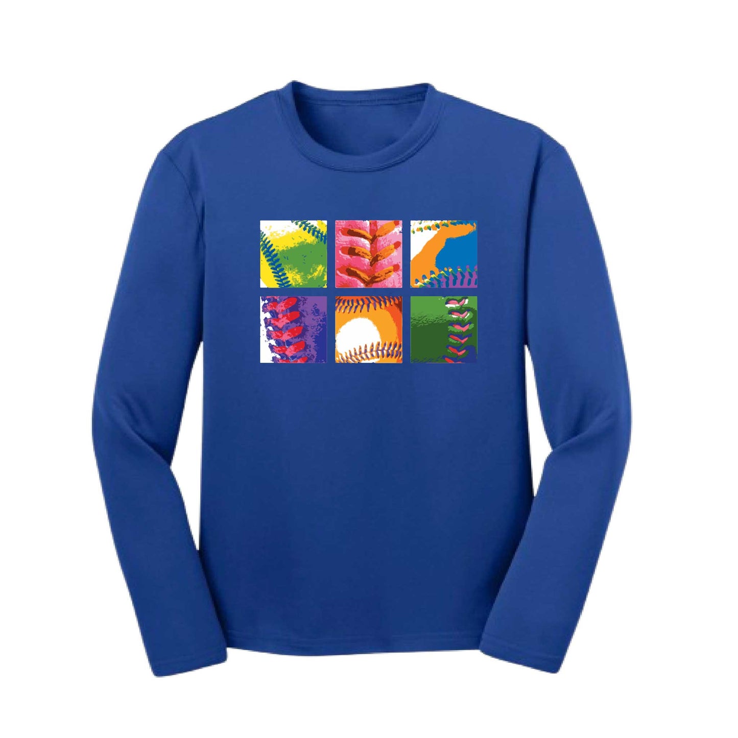 Baseball Squares | Youth Long Sleeve Baseball Performance T-Shirts | 100% Polyester