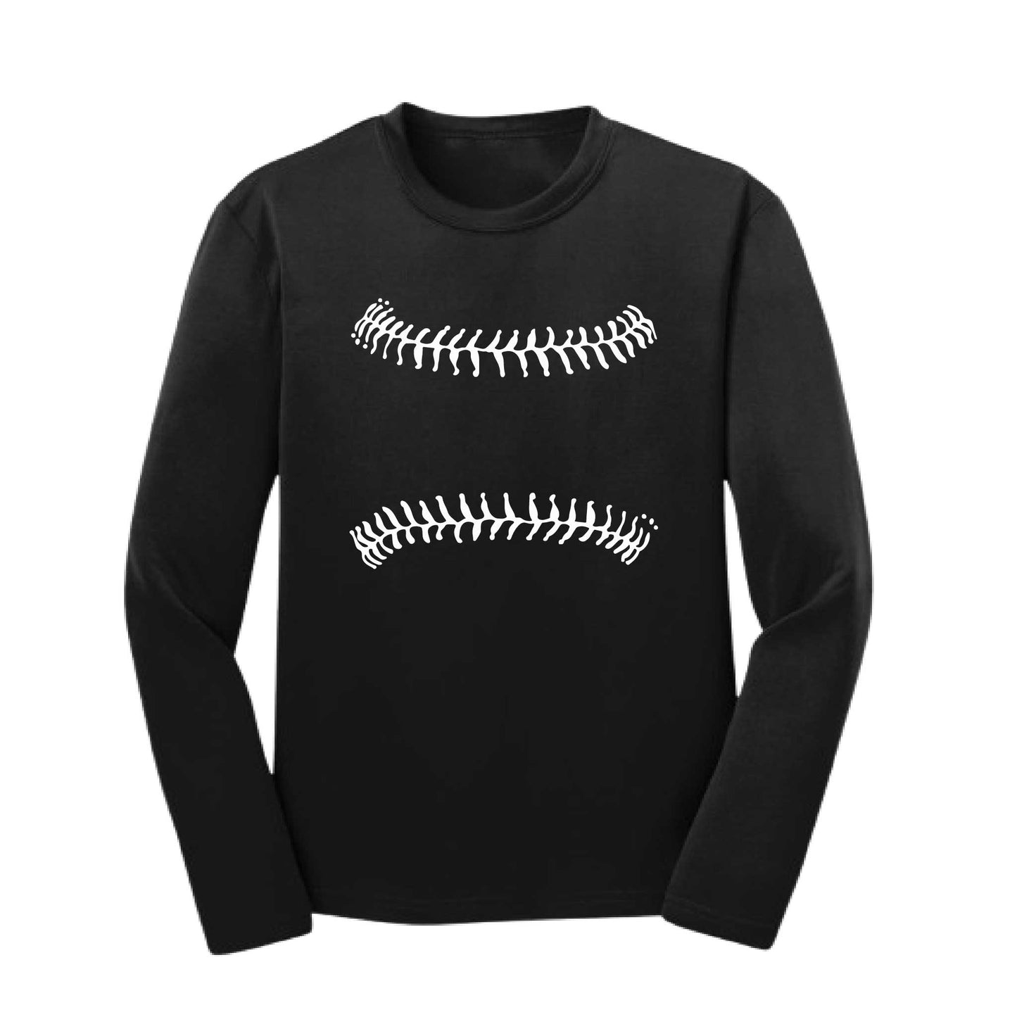 Baseball Stitches | Youth Long Sleeve Baseball Performance T-Shirts | 100% Polyester