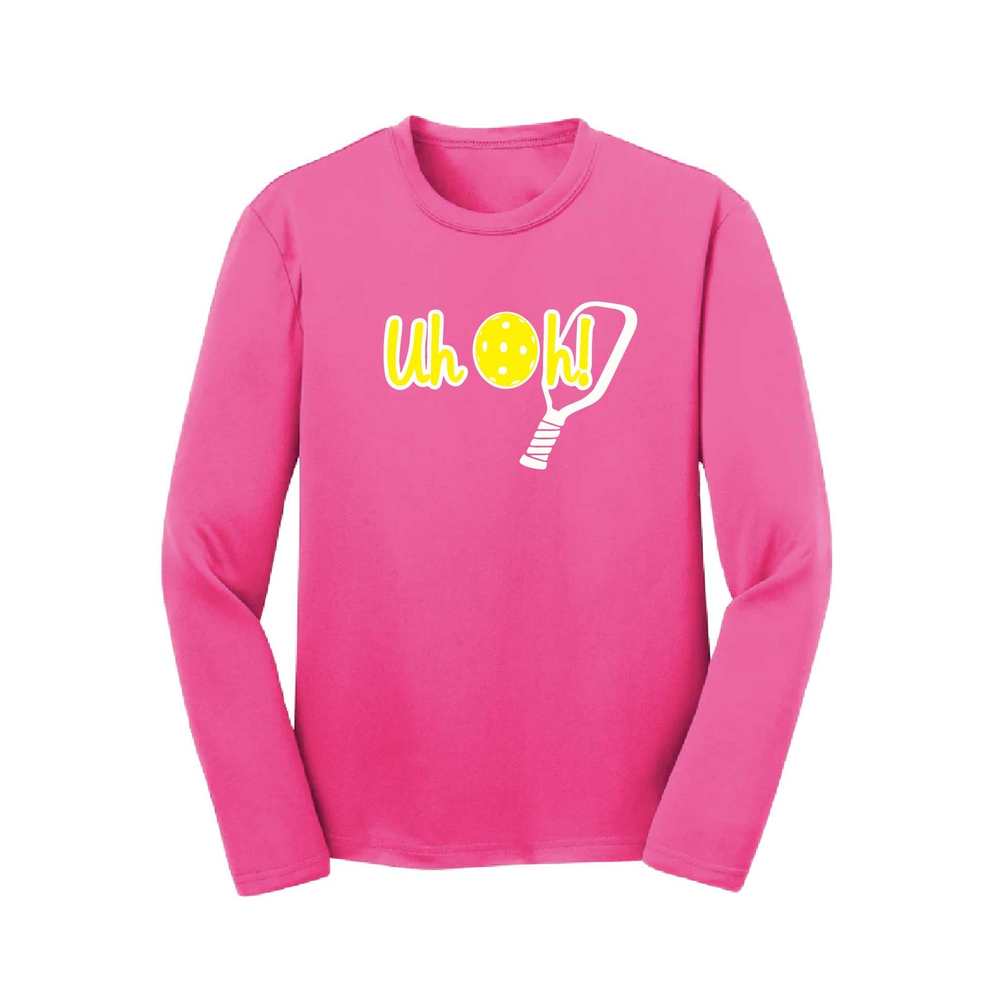 Uh Oh! | Youth Long Sleeve Pickleball Performance T-Shirts | 100% Polyester