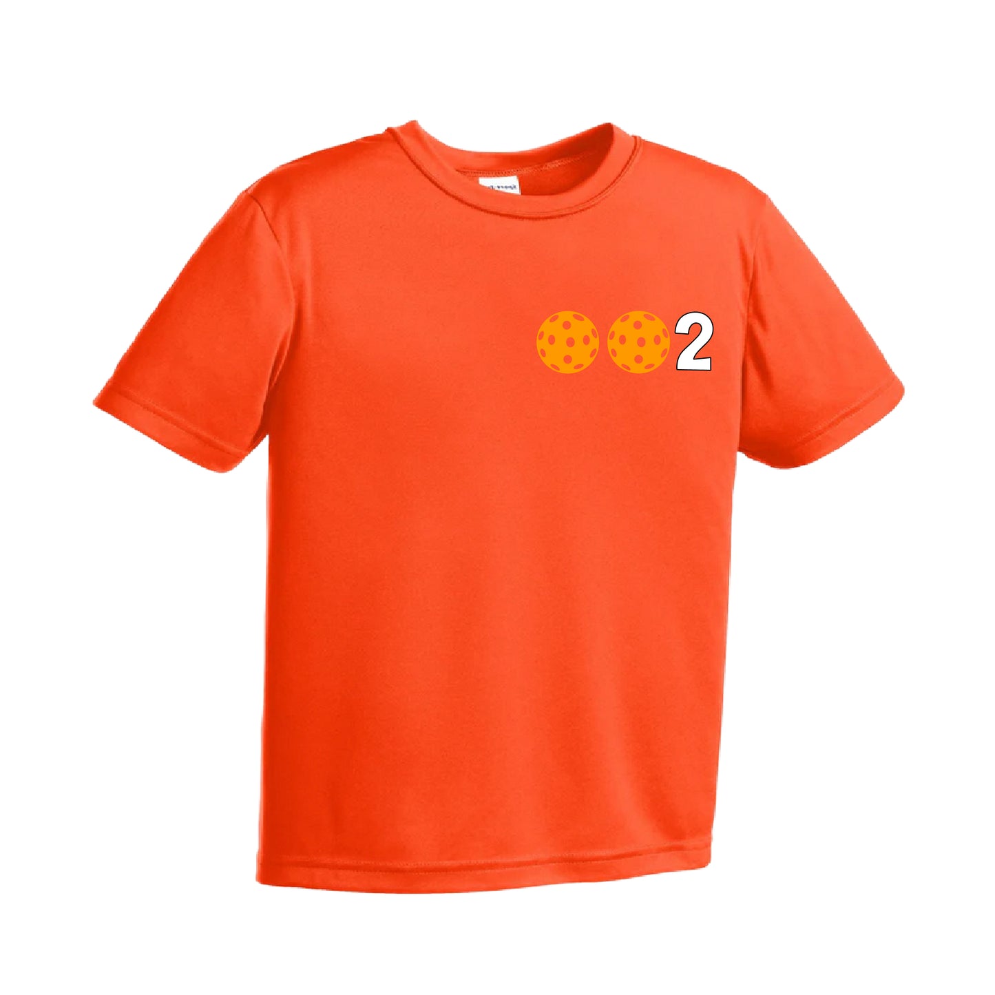 002 Pickleball (Ball Colors Cyan Red Orange) | Youth Short Sleeve Athletic Shirt | 100% Polyester