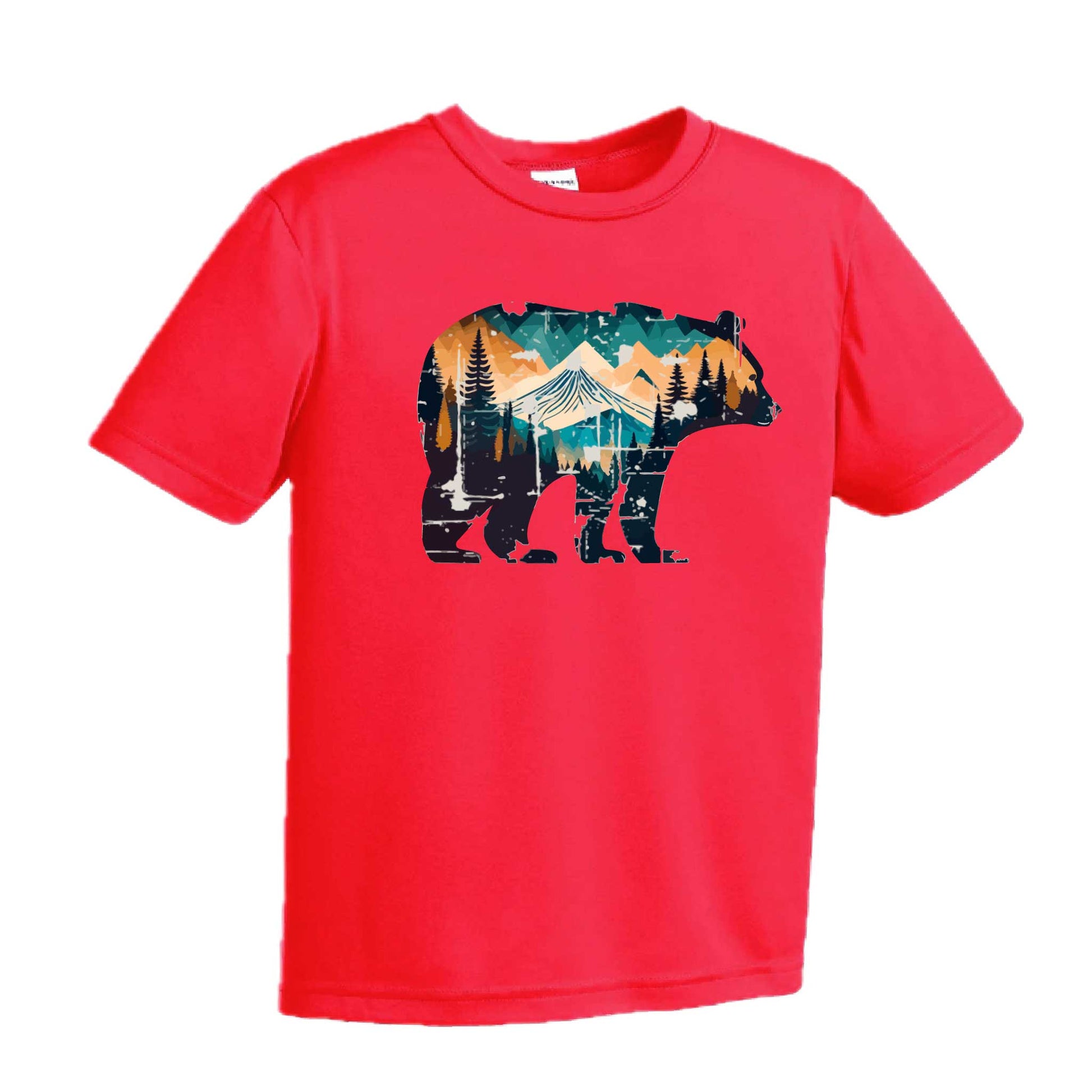 Bear Mountain | Youth Short Sleeve Camping T-Shirts | 100% Polyester