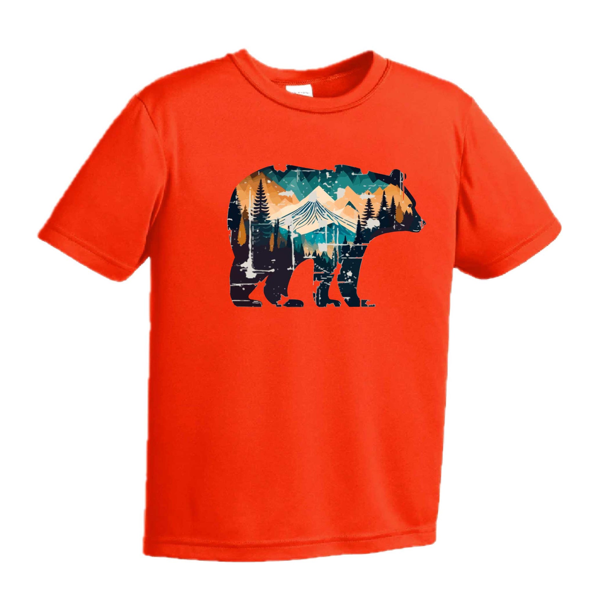 Bear Mountain | Youth Short Sleeve Camping T-Shirts | 100% Polyester